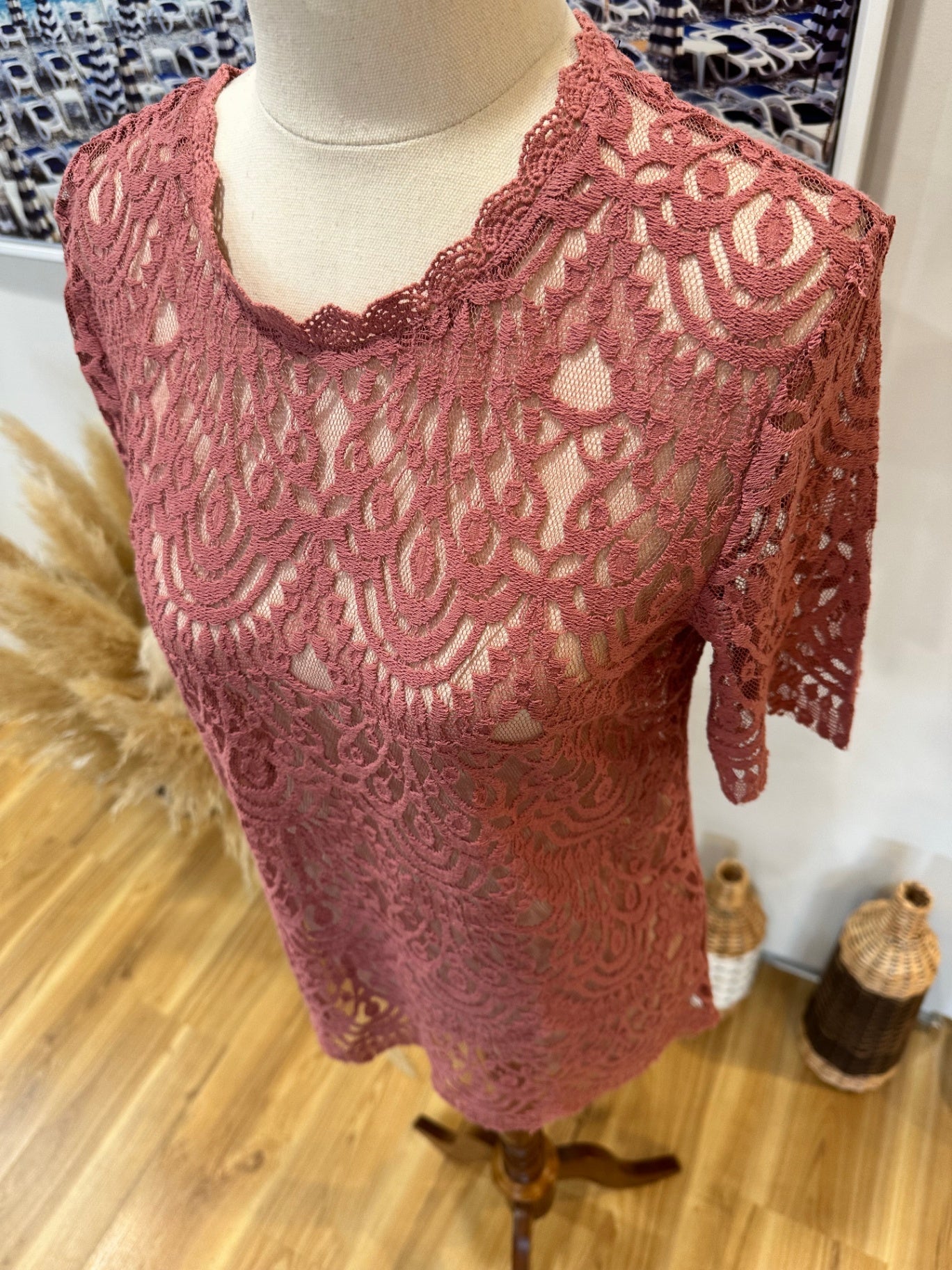 Decjuba - Lace Blouse - Extra Small - Pink