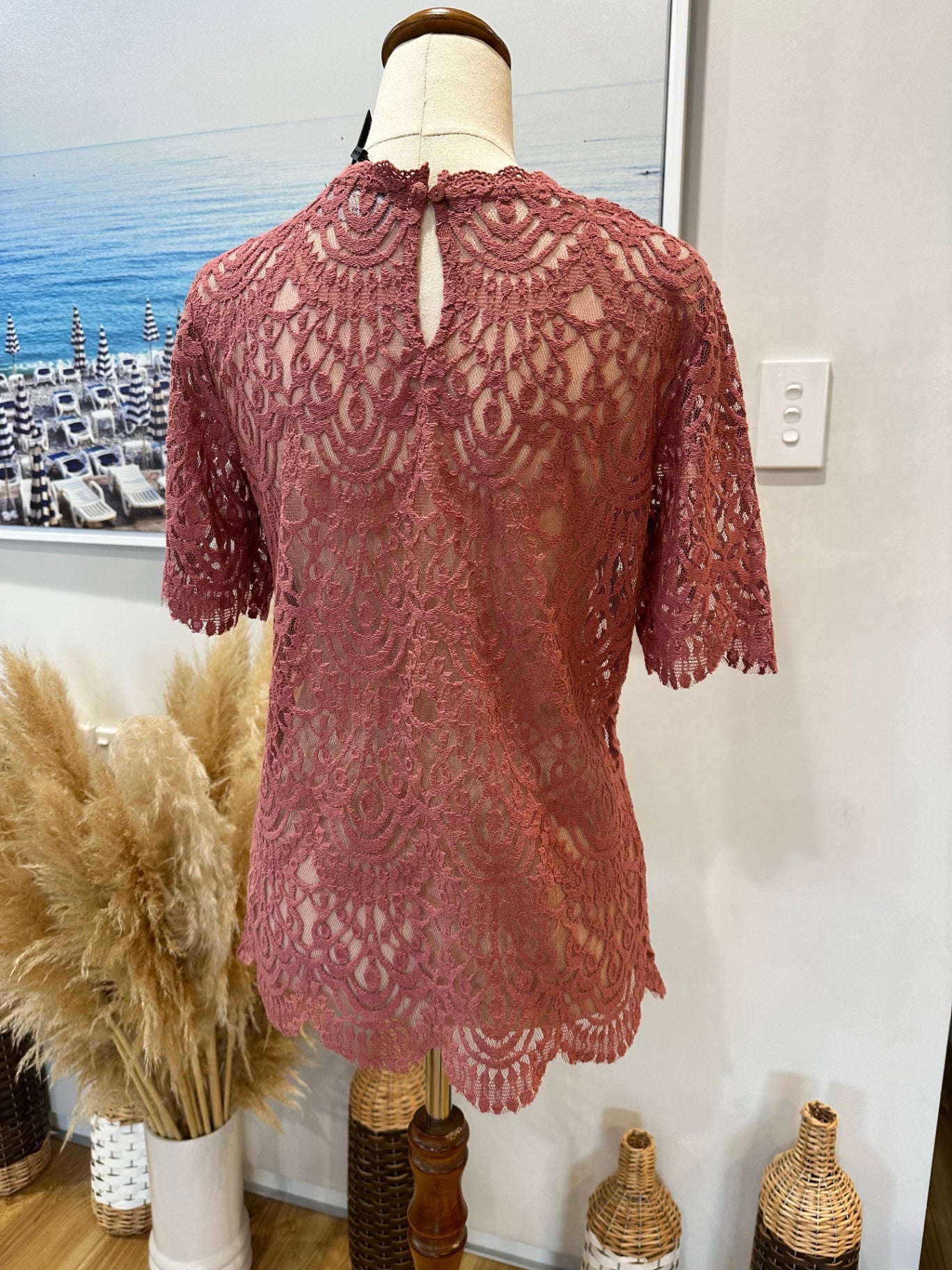 Decjuba - Lace Blouse - Extra Small - Pink