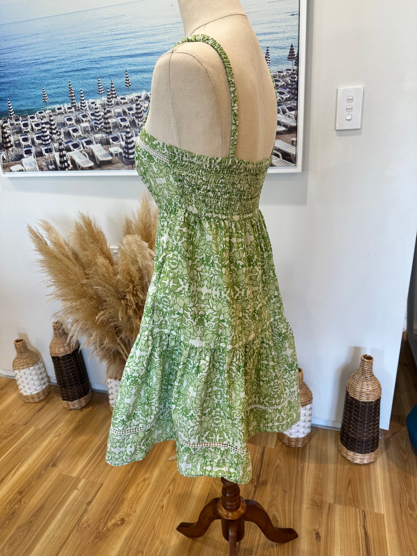 Dotti - Summer Dress - Size 6 - Green and white