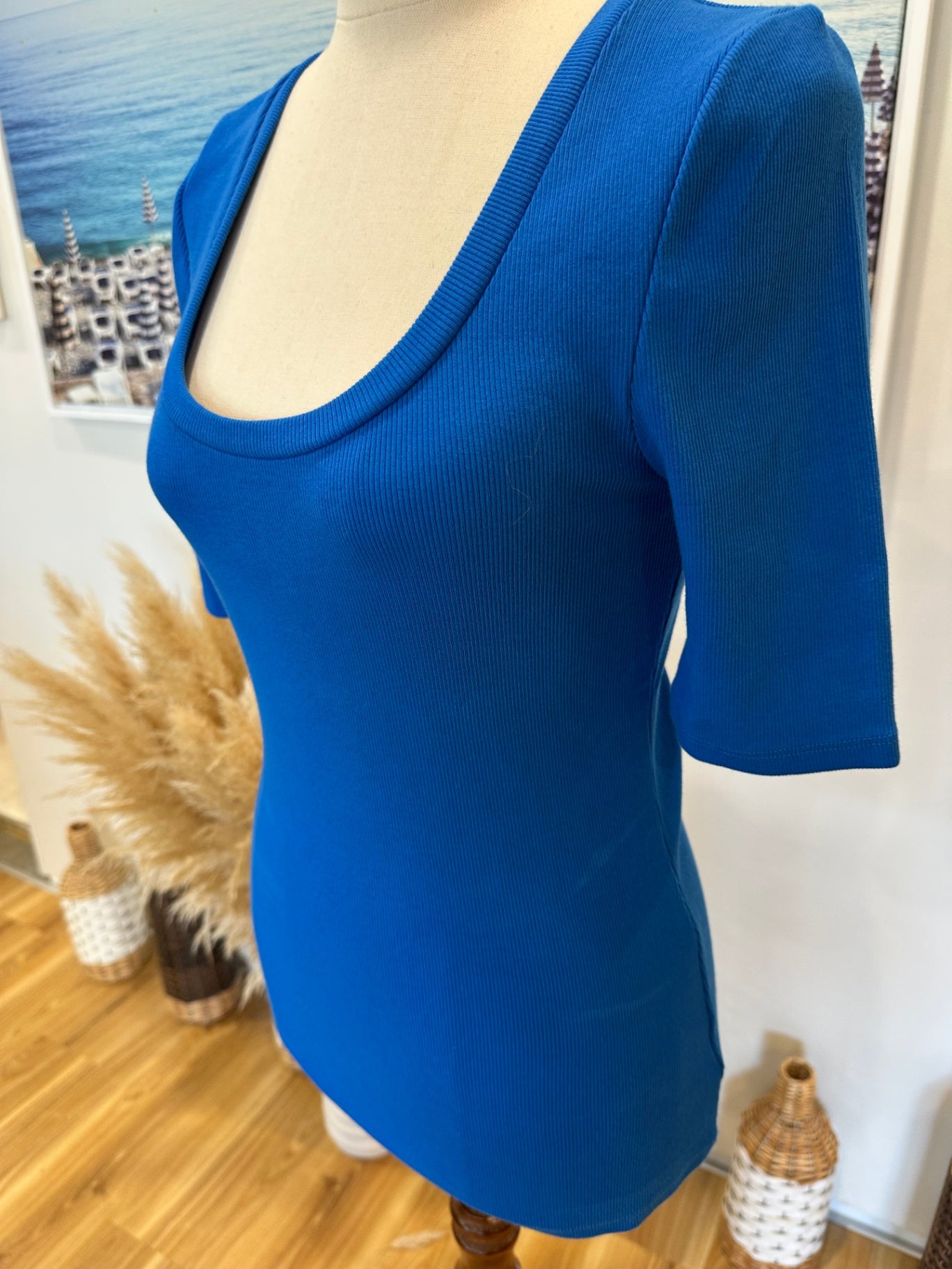 Decjuba - Ribbed T-Shirt - Extra Small - Blue - NEW