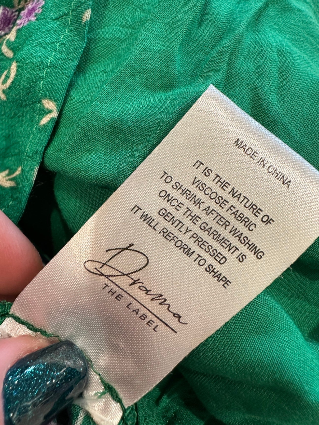 Drama The Label - Dress - Size 12 - Green w Purple Flowers