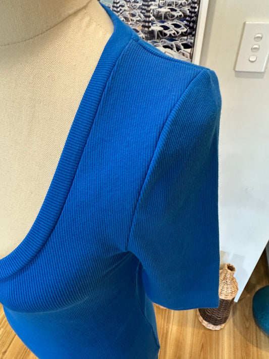 Decjuba - Ribbed T-Shirt - Extra Small - Blue - NEW