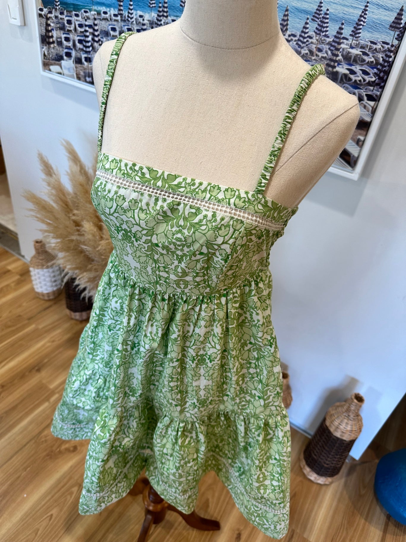 Dotti - Summer Dress - Size 6 - Green and white