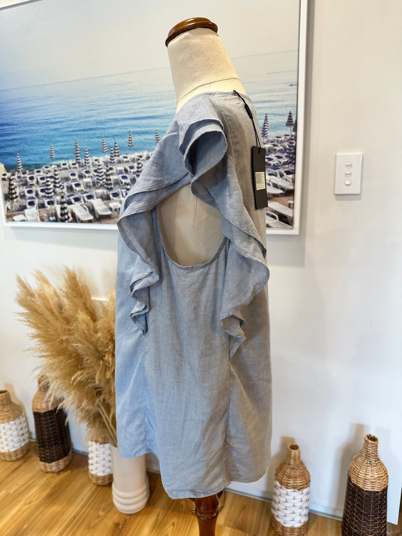 DecjubaBlouse - Size Small - 30% Linen - Pale Blue