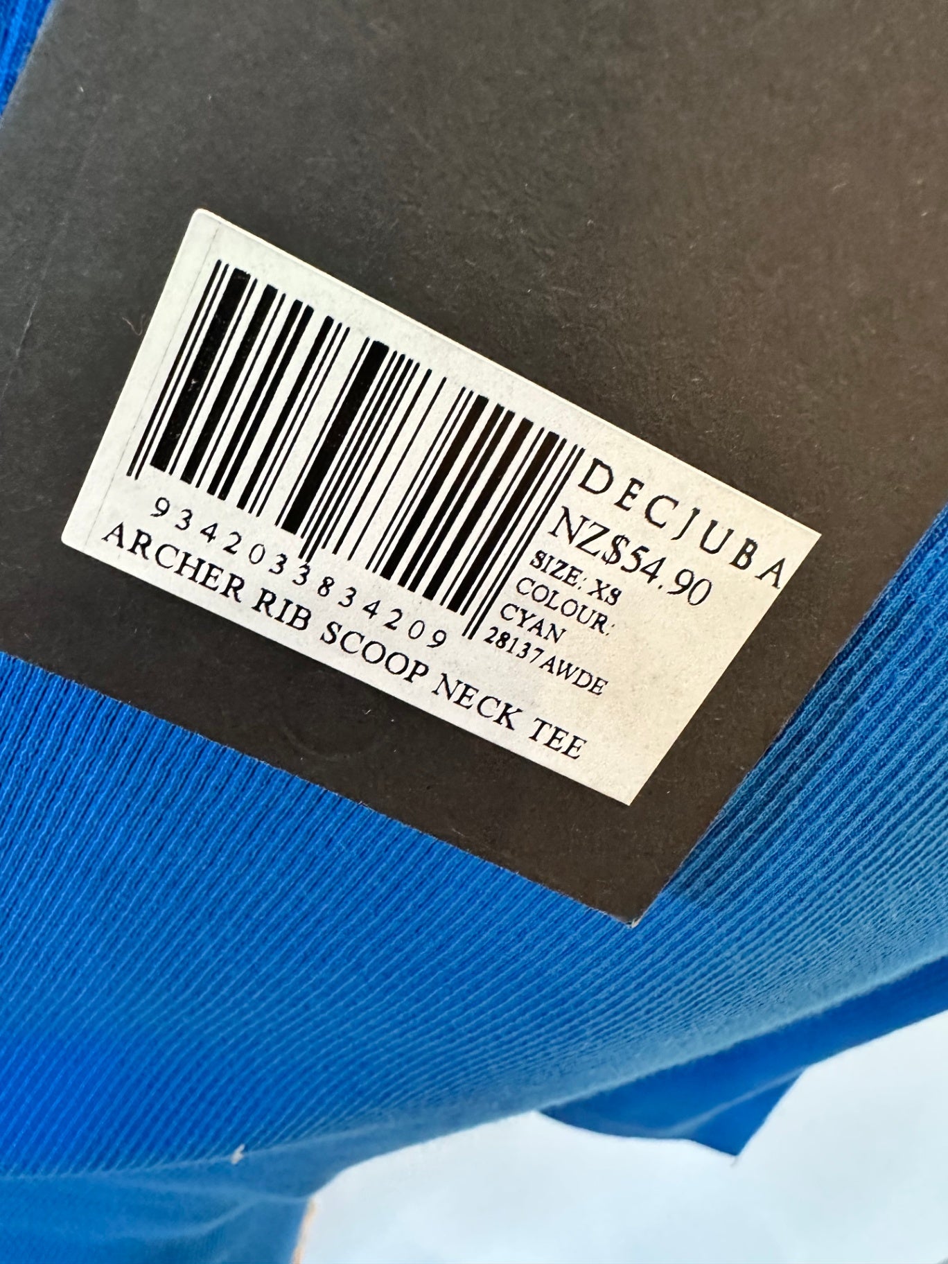 Decjuba - Ribbed T-Shirt - Extra Small - Blue - NEW