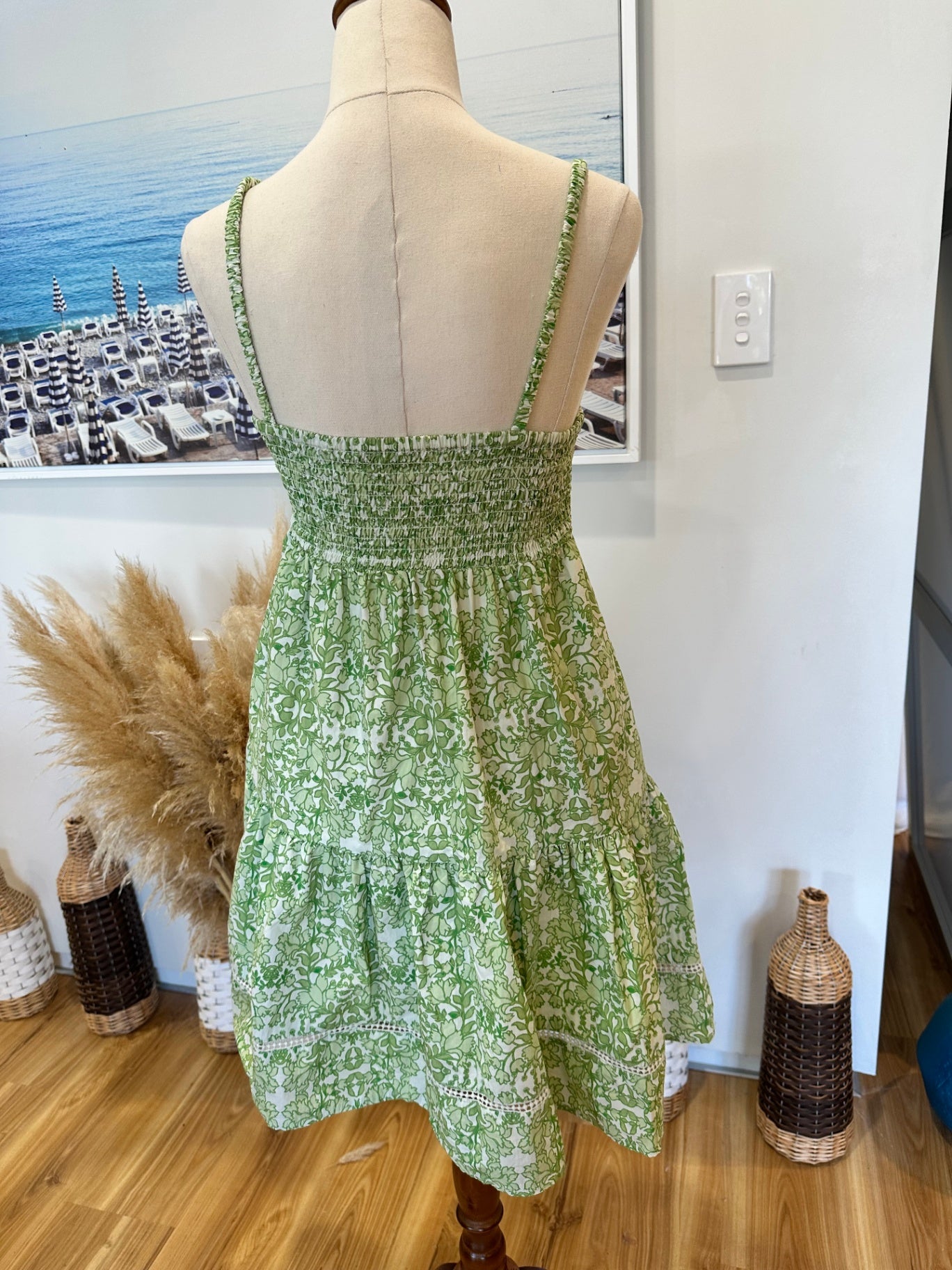 Dotti - Summer Dress - Size 6 - Green and white