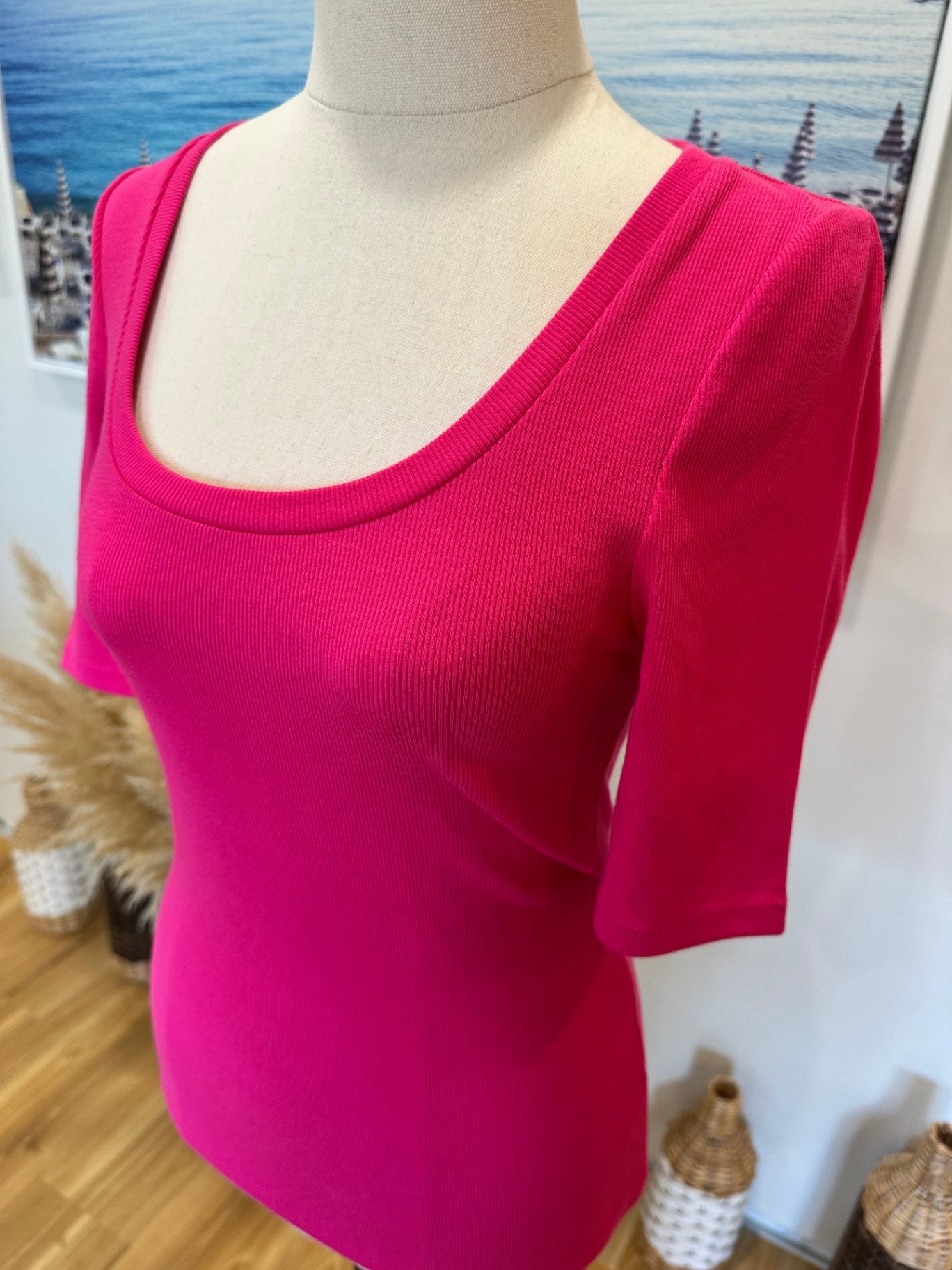 Decjuba - Ribbed T-Shirt - Extra Small - Hot Pink