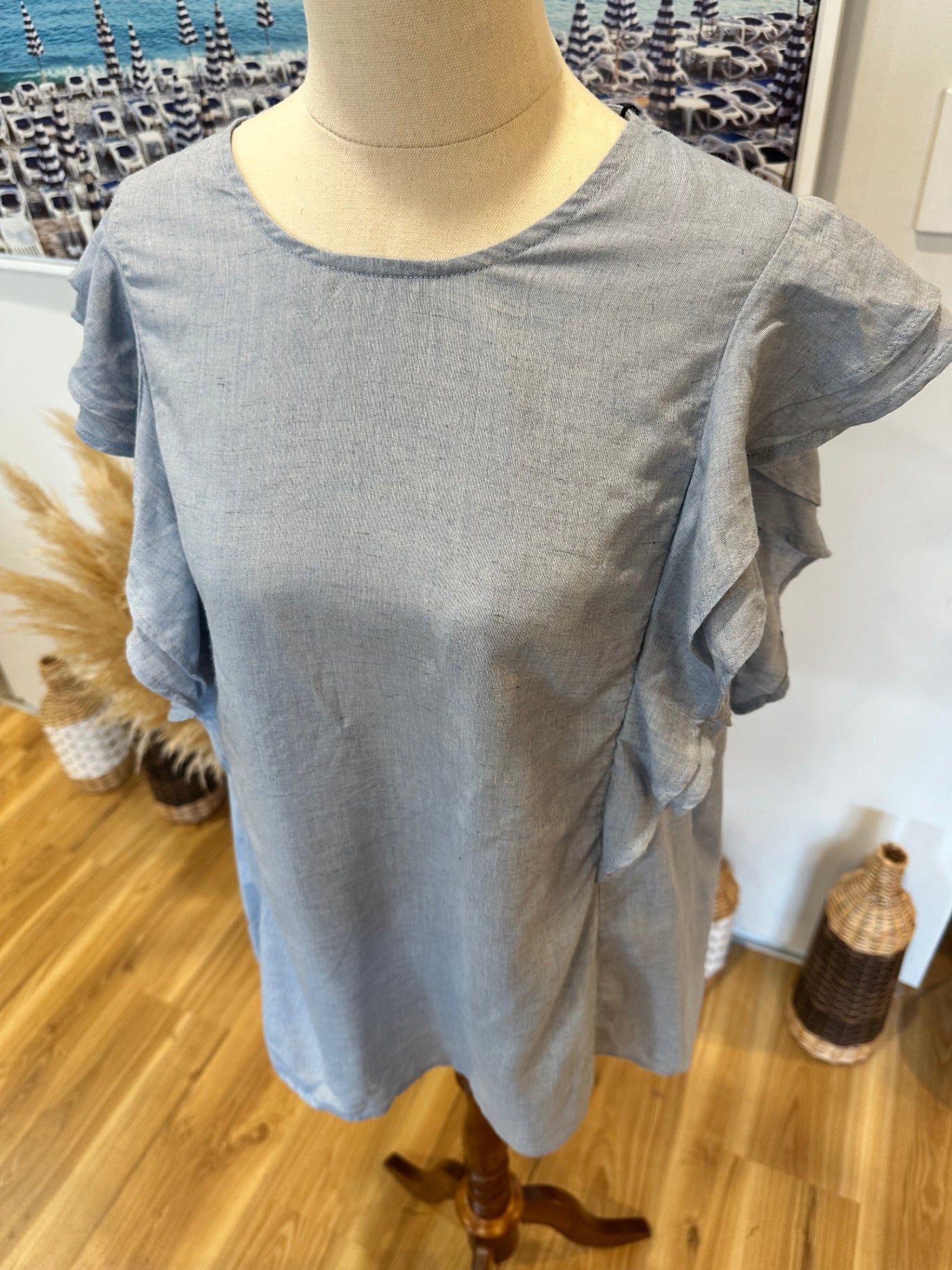 DecjubaBlouse - Size Small - 30% Linen - Pale Blue