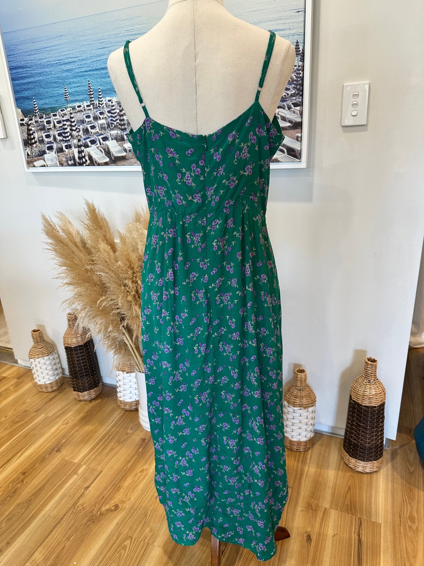 Drama The Label - Dress - Size 12 - Green w Purple Flowers