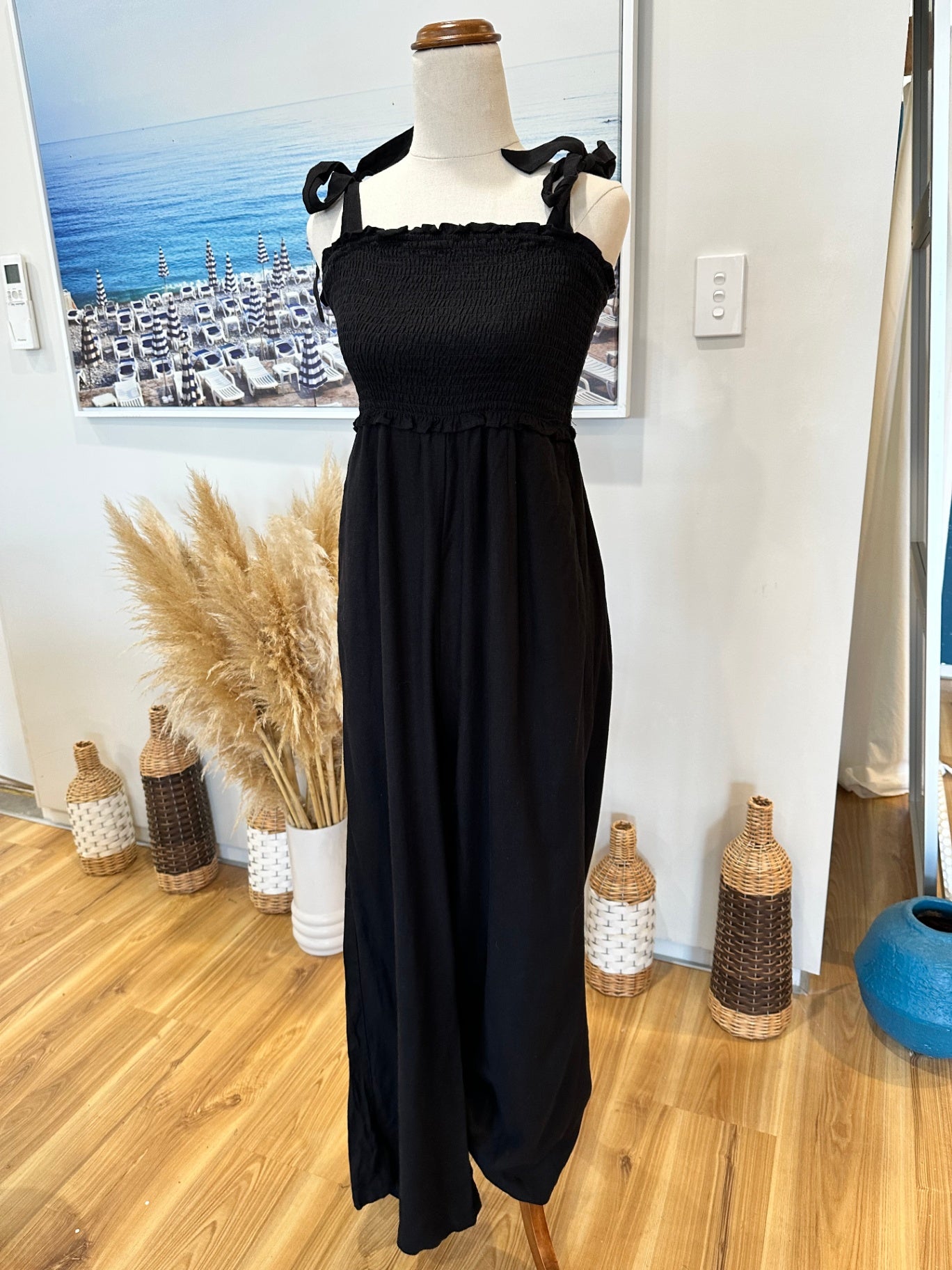 Decjuba - Black Jumpsuit - Size Small - 30% Linen