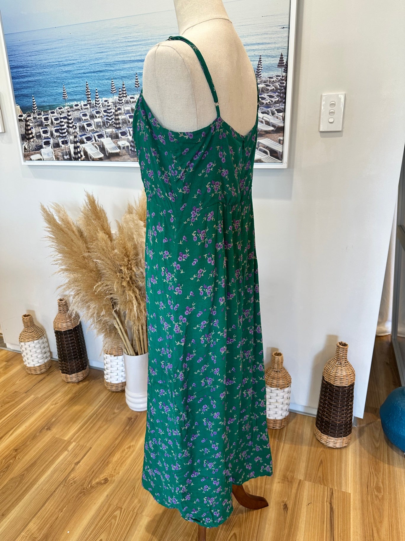 Drama The Label - Dress - Size 12 - Green w Purple Flowers