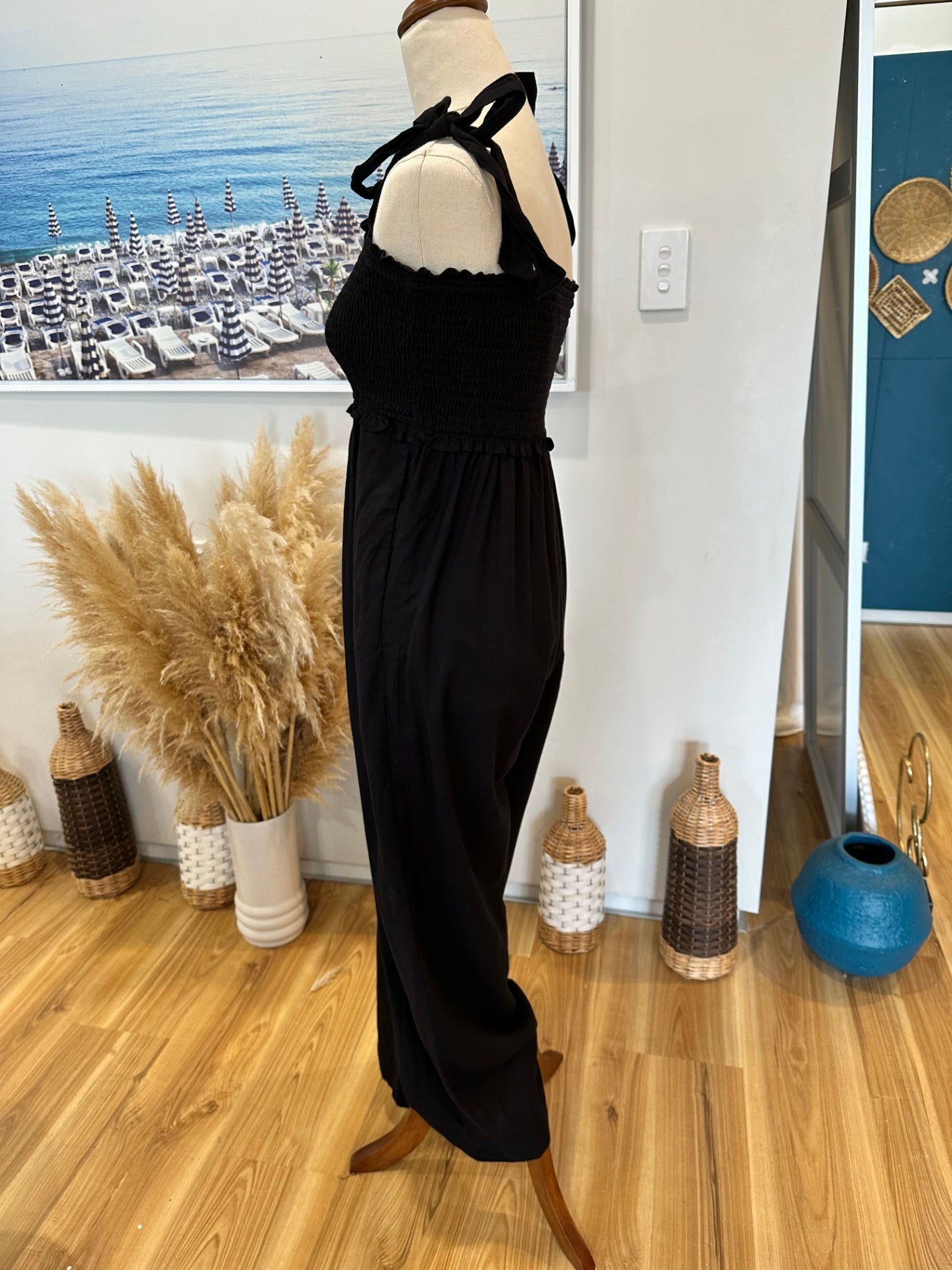 Decjuba - Black Jumpsuit - Size Small - 30% Linen