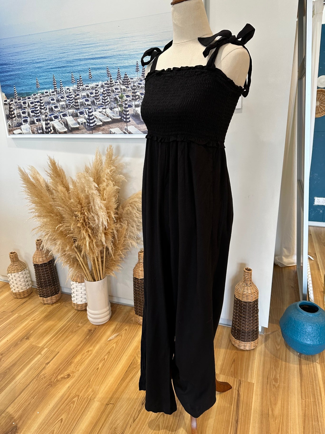 Decjuba - Black Jumpsuit - Size Small - 30% Linen