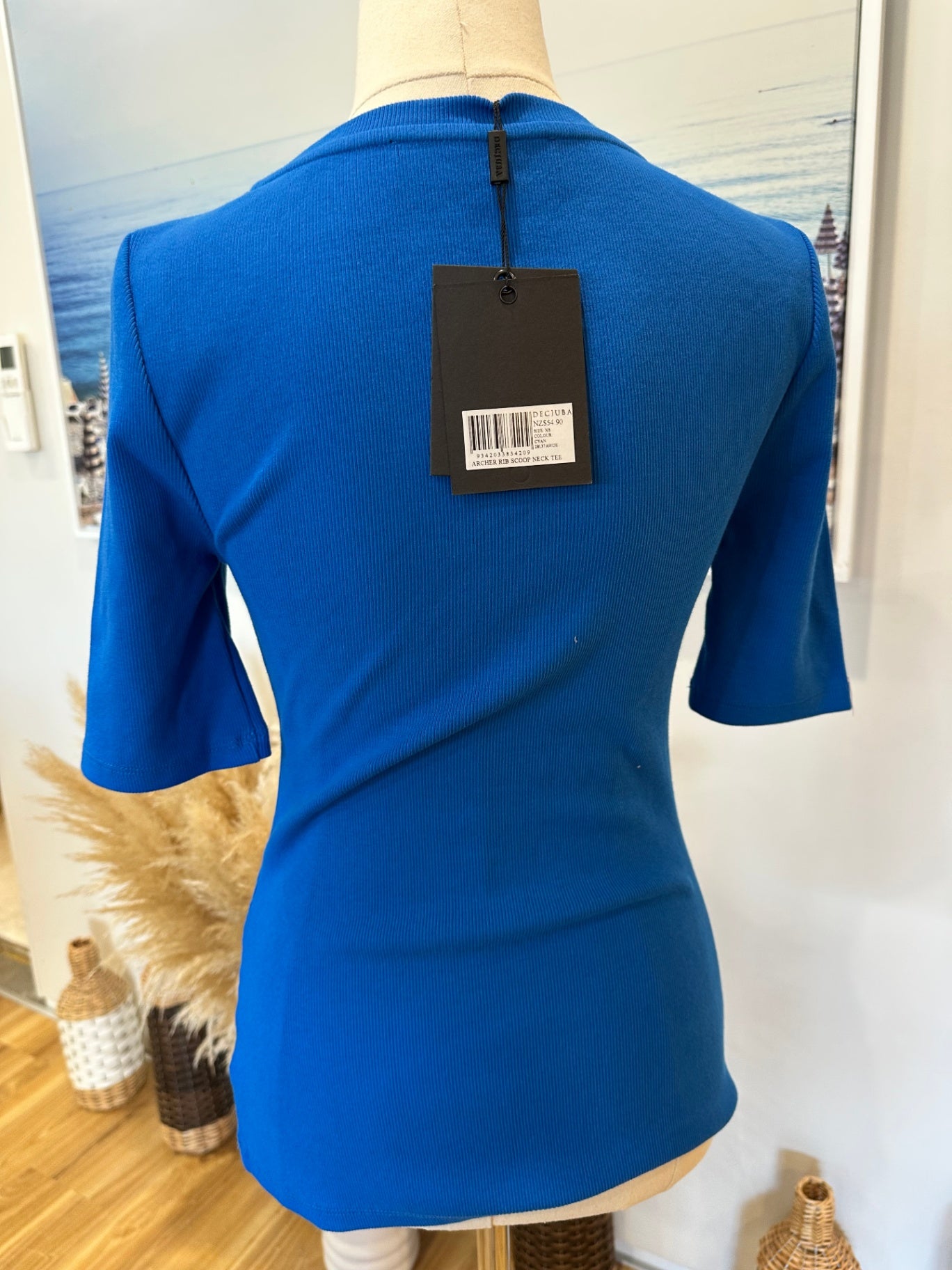 Decjuba - Ribbed T-Shirt - Extra Small - Blue - NEW