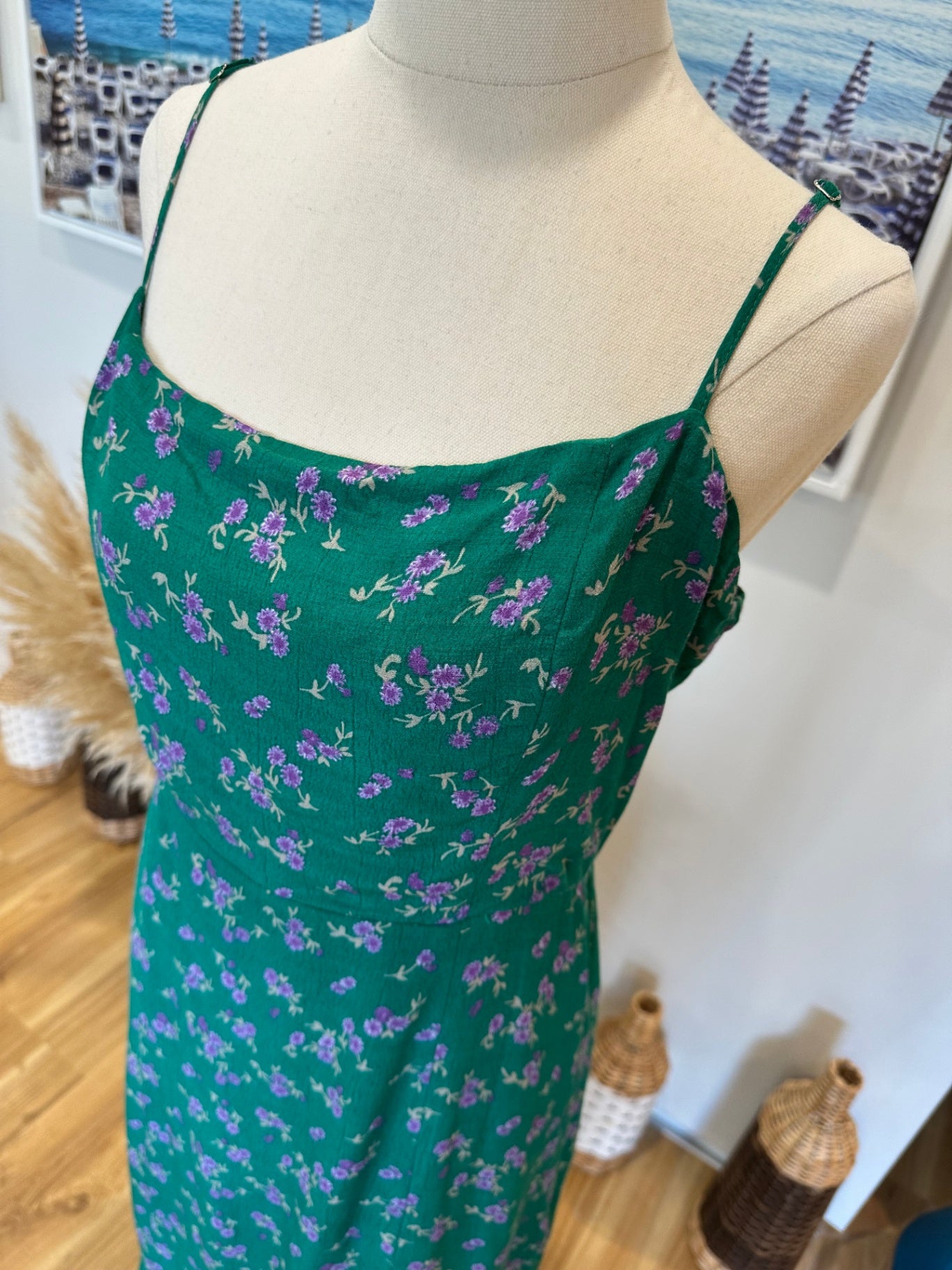 Drama The Label - Dress - Size 12 - Green w Purple Flowers
