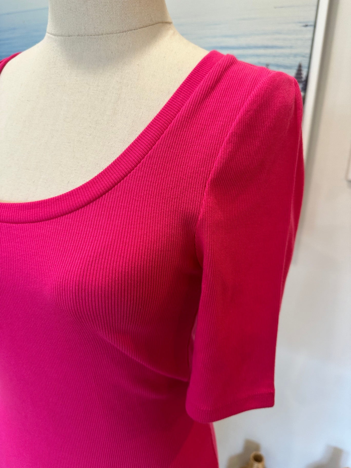 Decjuba - Ribbed T-Shirt - Extra Small - Hot Pink