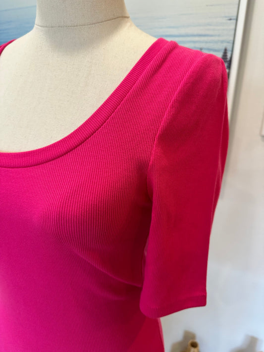 Decjuba - Ribbed T-Shirt - Extra Small - Hot Pink
