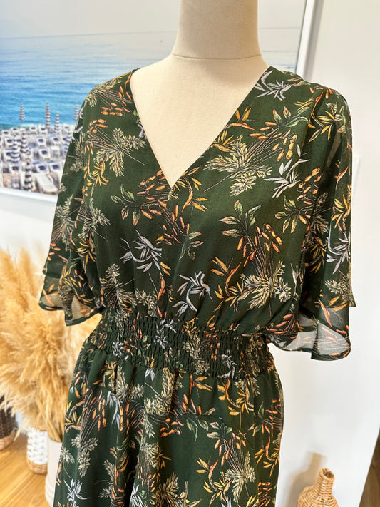 Drama The Label - Dress - Size 12 - Dark green with multicolored floral print