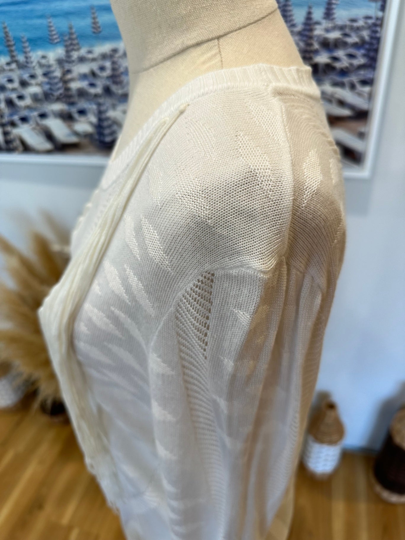 Long Lost - Textured Bohemian Jumper - Size 12 - Cream