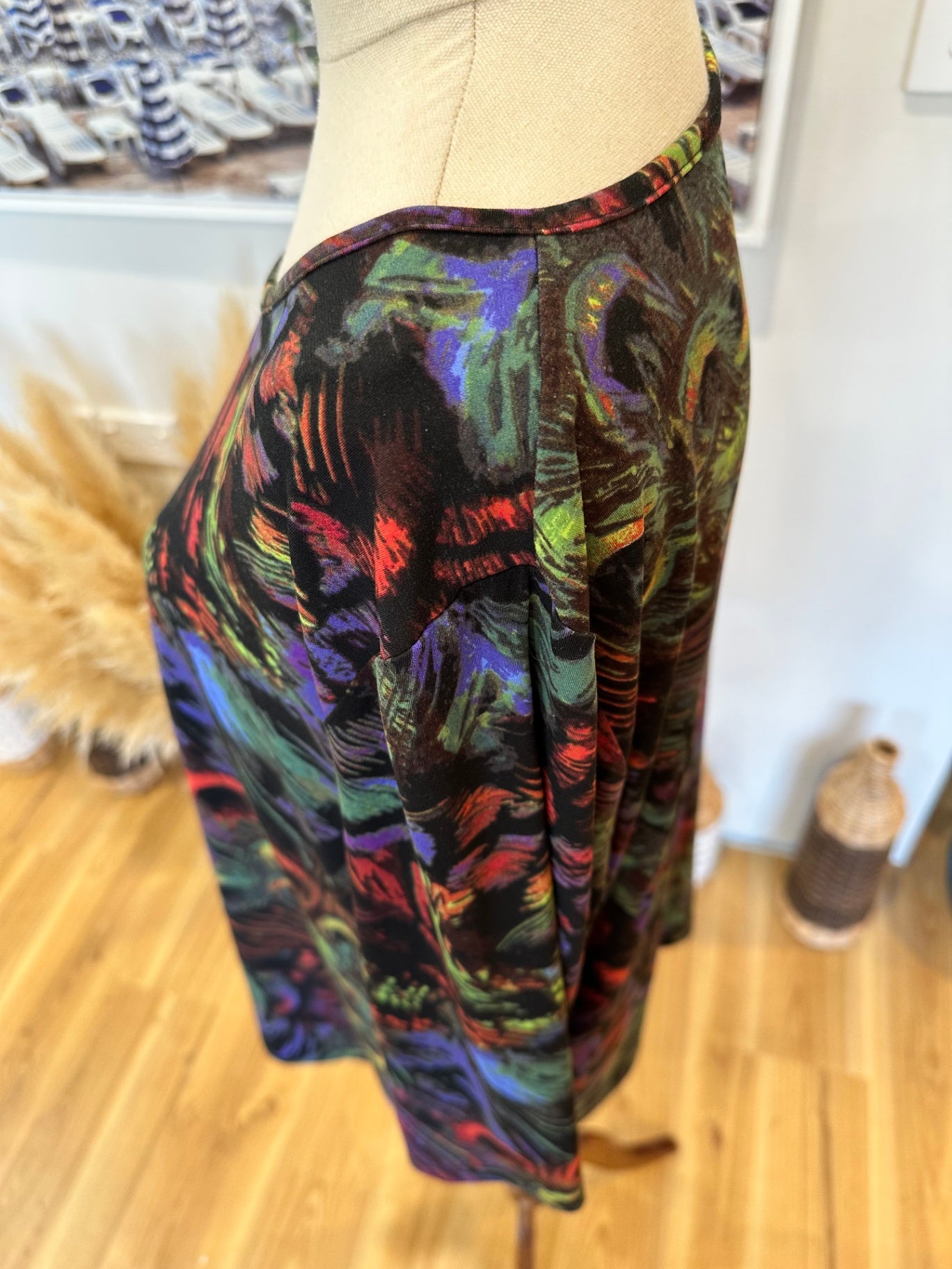 Charcoal - Peacock Inspired Top - Size 18 - Made in New Zealand