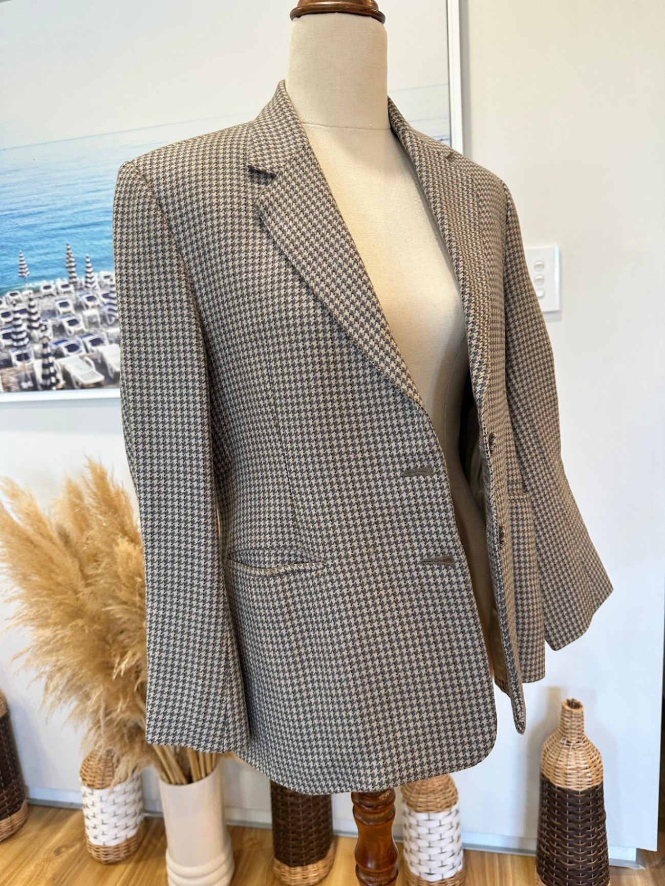 Vintage Blazer - Small / Medium - Worsted with Cashmere + Mink - Beige and brown