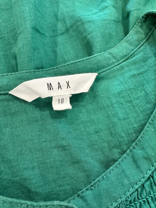MAX - Bohemian Blouse - Emerald Green - Size 18 - 100% Organic Cotton