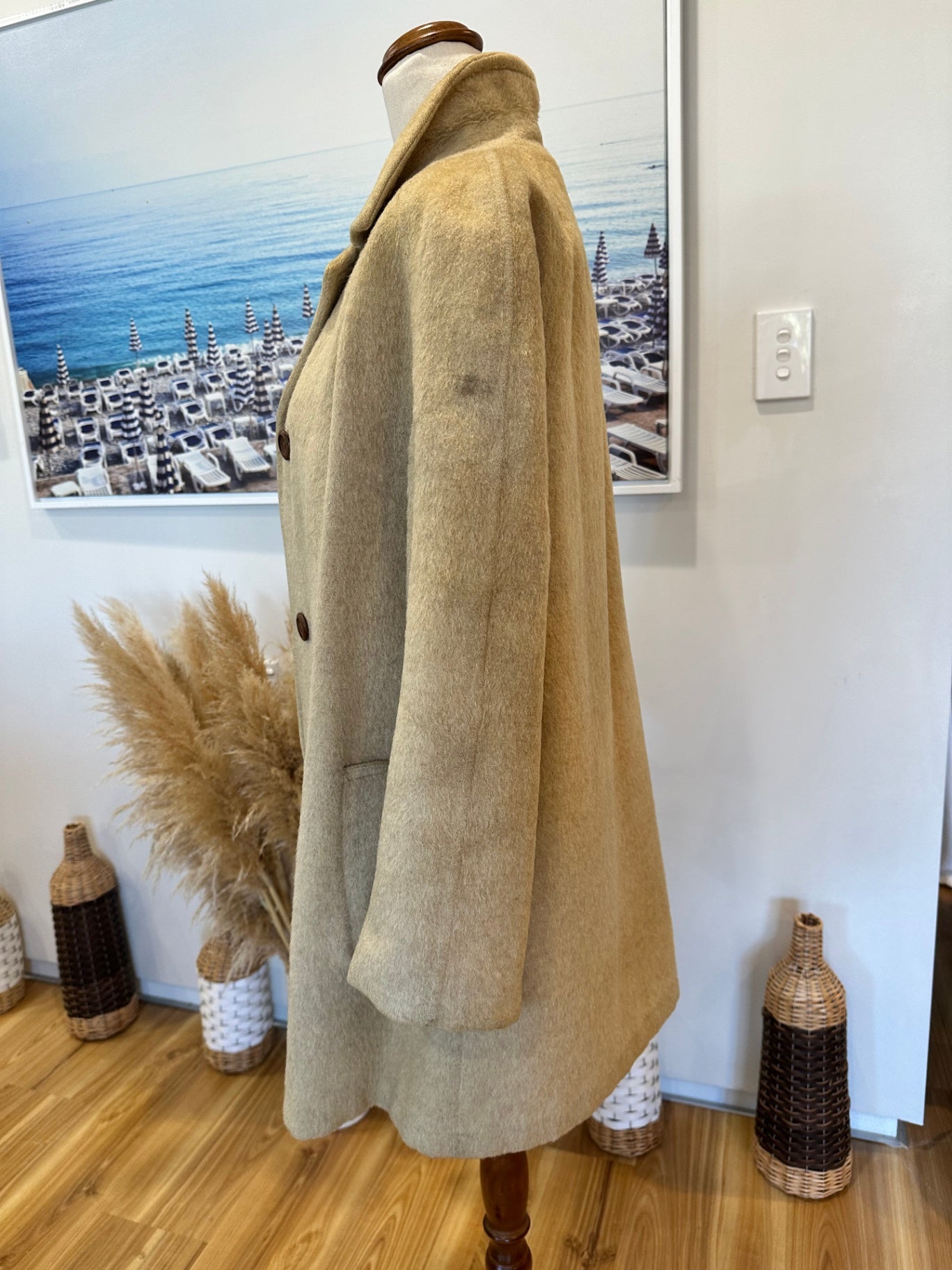 Vintage - Wool + Cashmere Coat - Medium - Cream / Beige