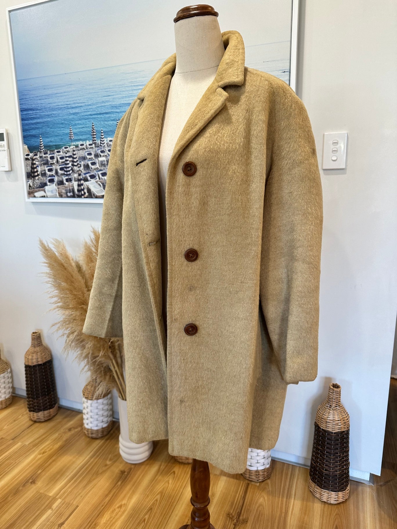 Vintage - Wool + Cashmere Coat - Medium - Cream / Beige