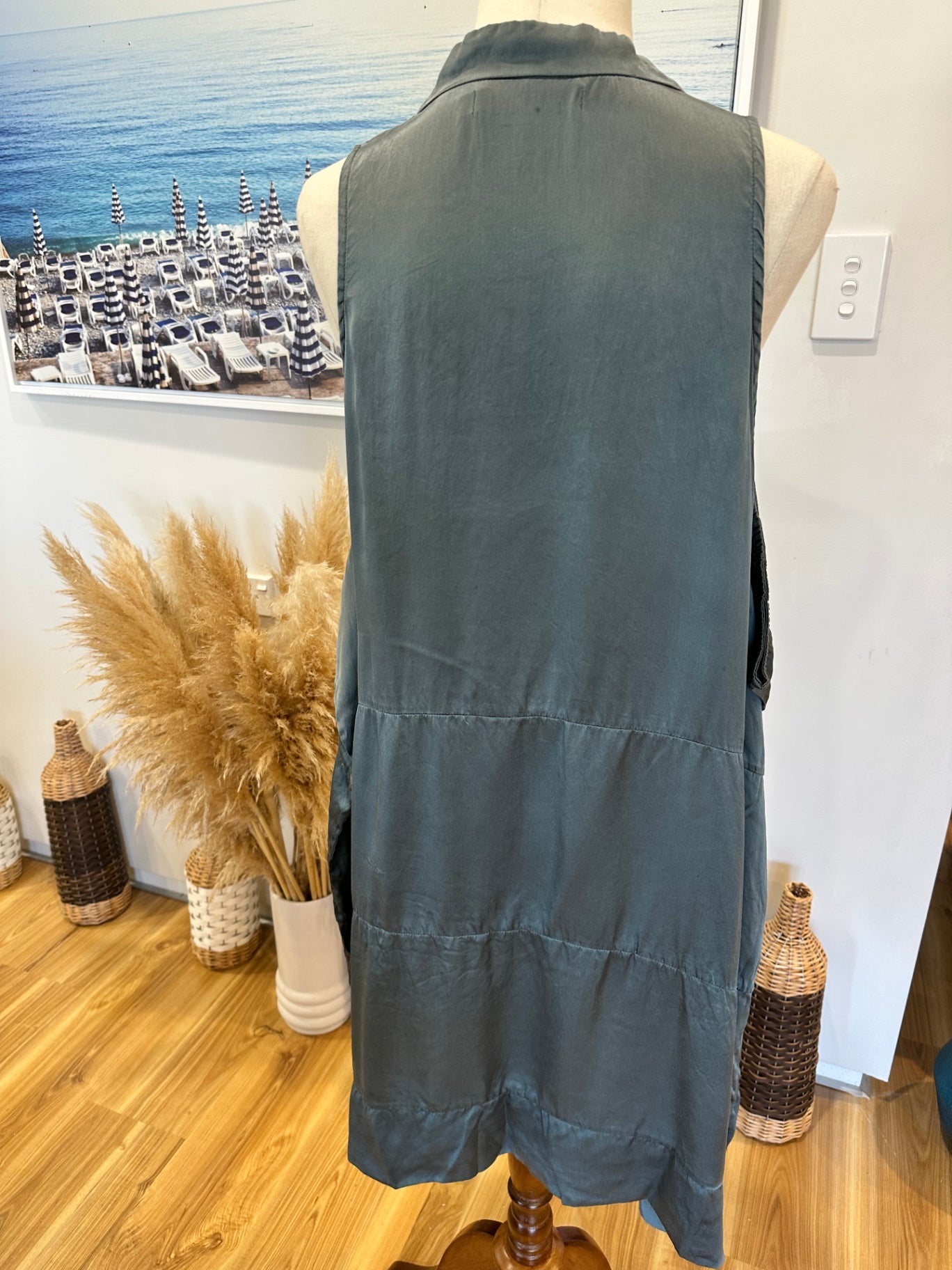 Elk - Dress - Small / Medium - Grey / Green - 100% Silk