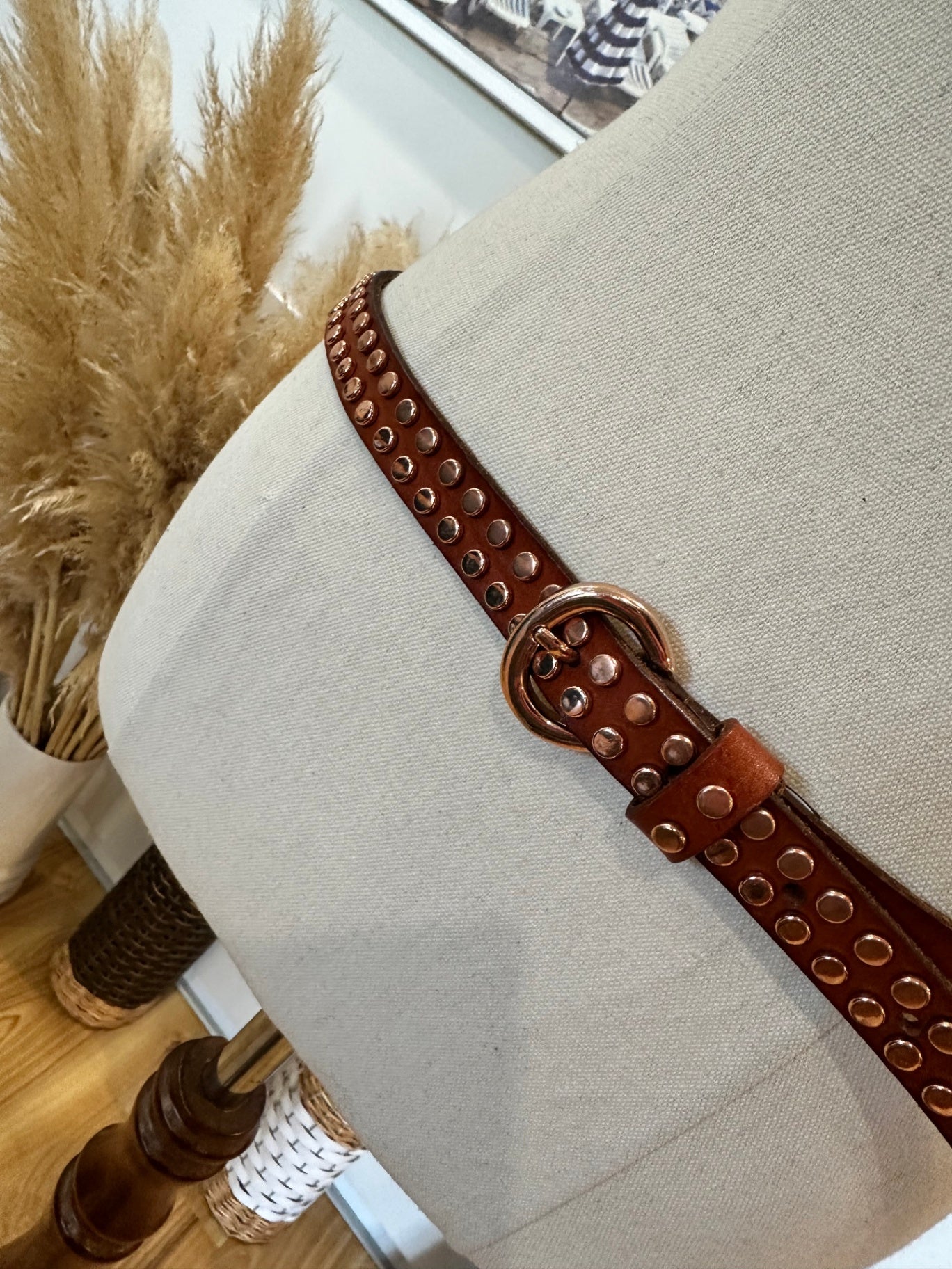 Espirit Belt - Small / Medium - Brown w Rose Tone Studs