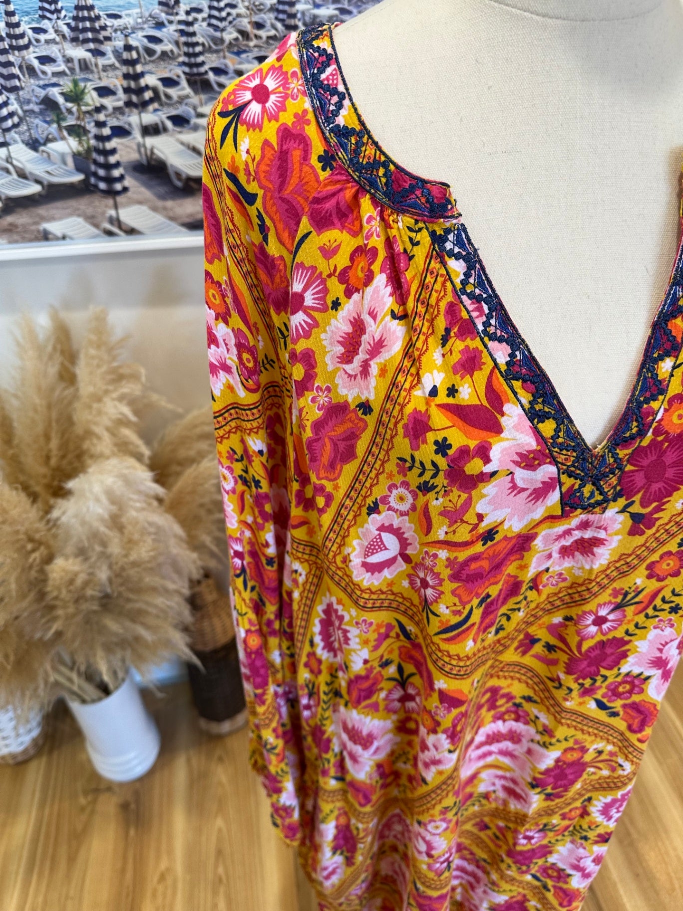 Denim Supply Company - Dress - Size 14 - Yellow + Pink