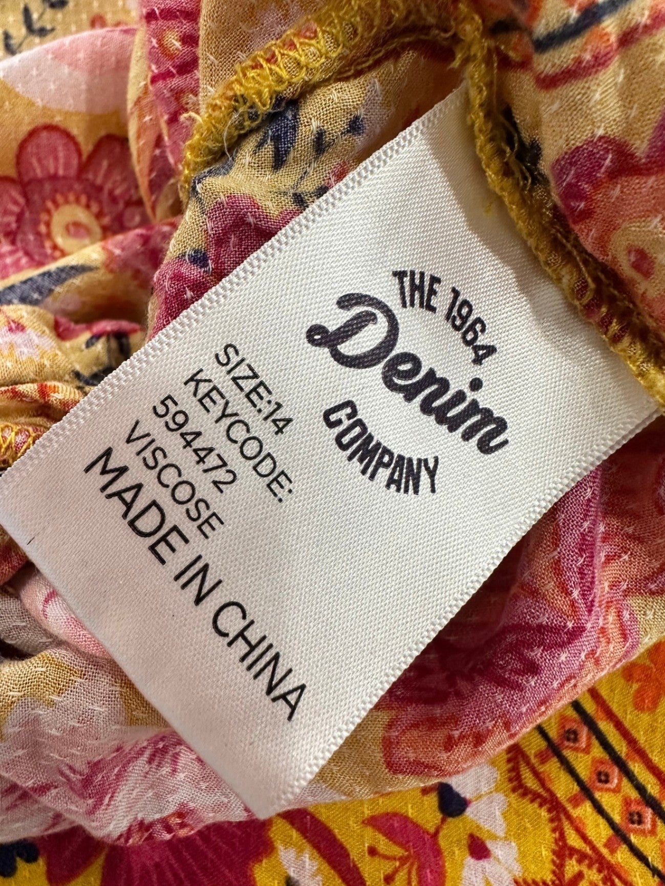 Denim Supply Company - Dress - Size 14 - Yellow + Pink