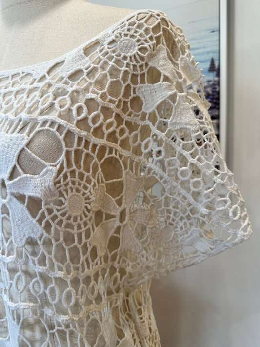 Vassalli - Crochet-Style Top - Size 14 - White