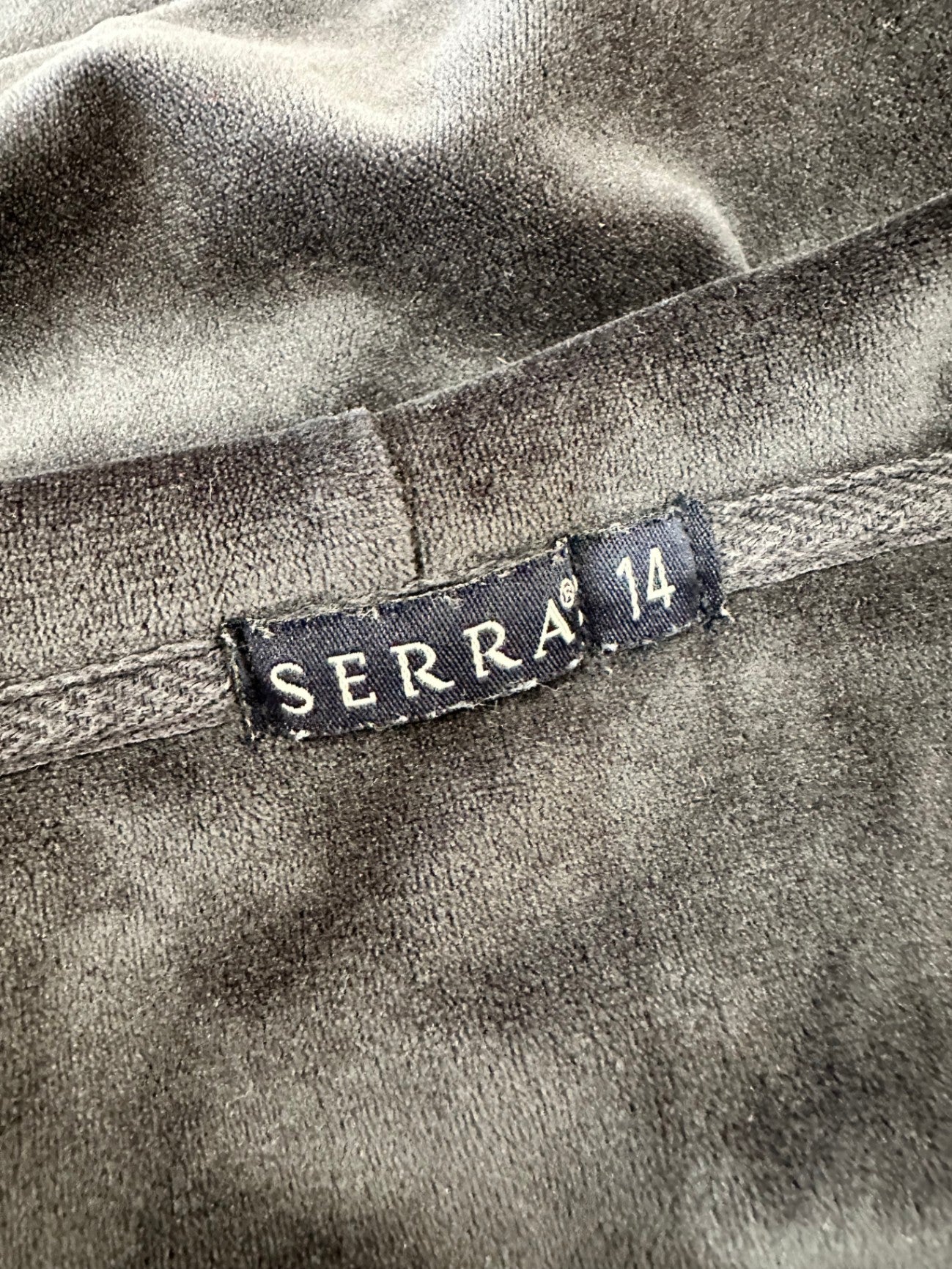 Serra - Y2K era Velvet Hoody - Size 14 - Dark Grey