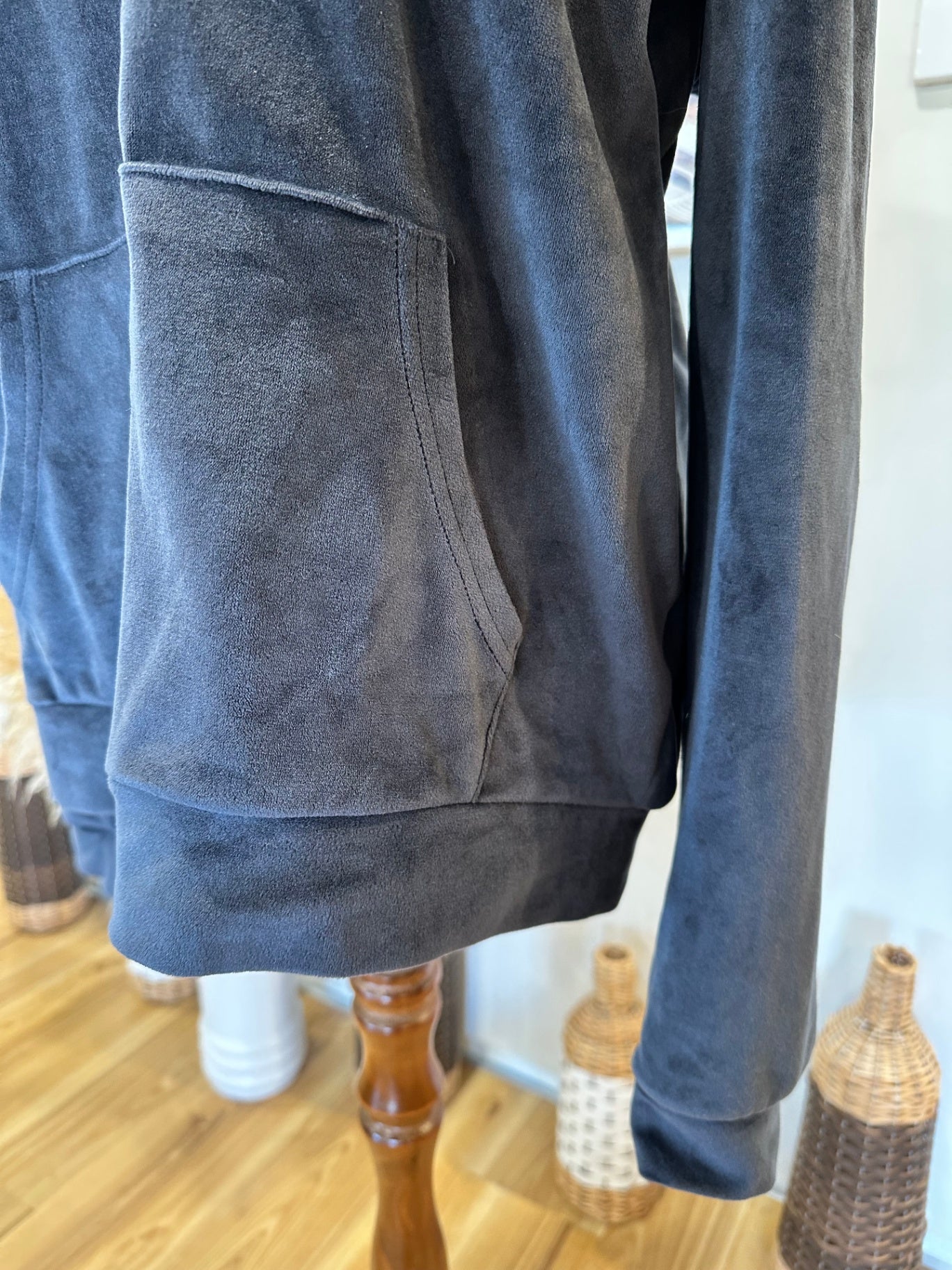 Serra - Y2K era Velvet Hoody - Size 14 - Dark Grey