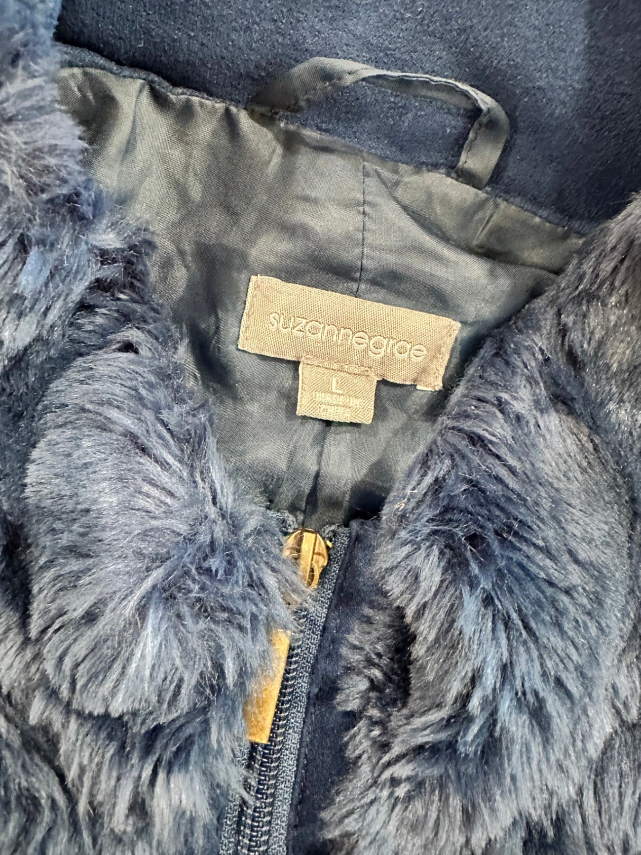 Suzanne Grae - Faux Fur Vest - Large - Blue