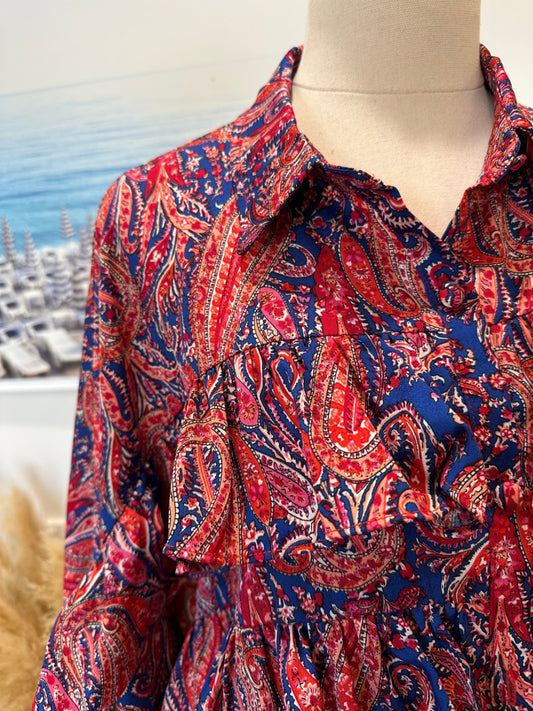 Augustine - Flamenco Blouse - Medium - Red, Blue