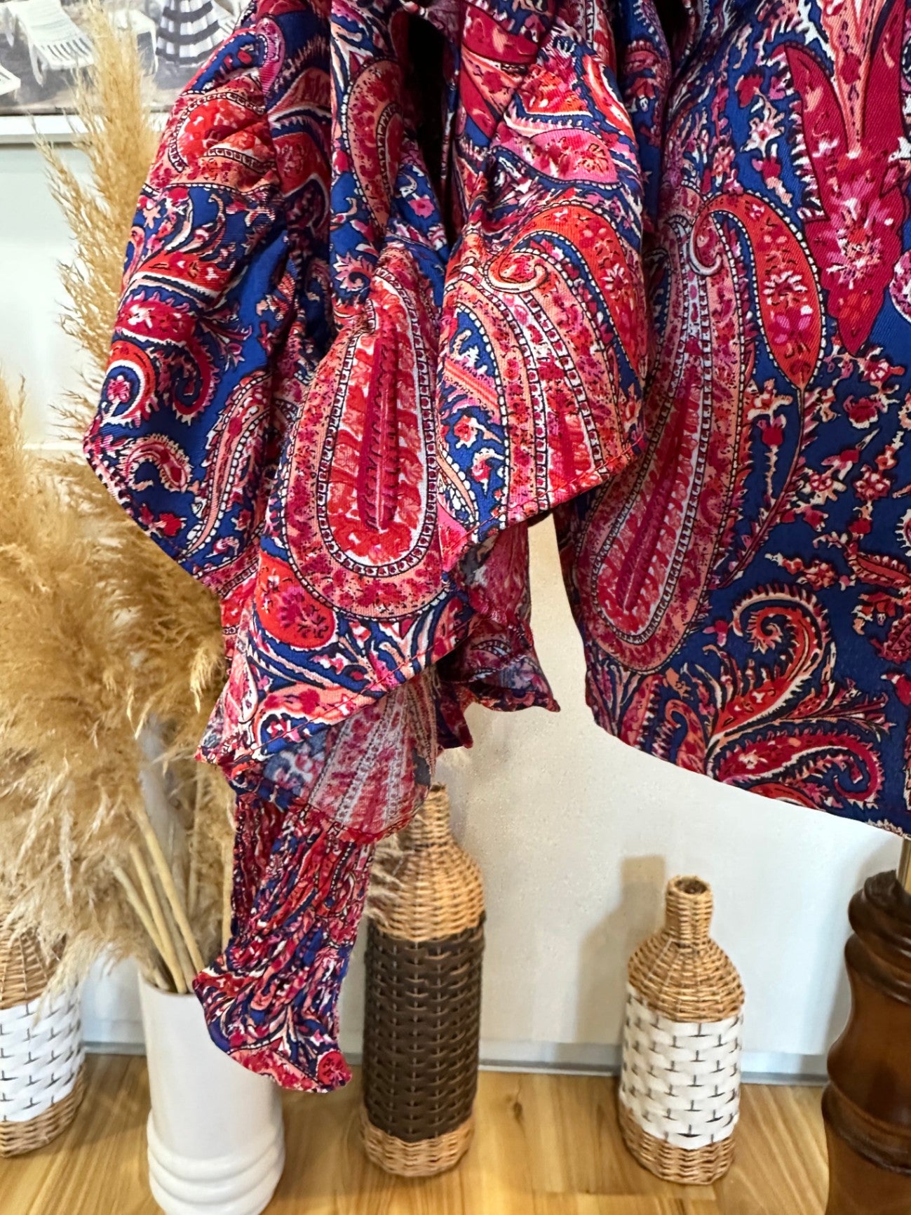 Augustine - Flamenco Blouse - Medium - Red, Blue