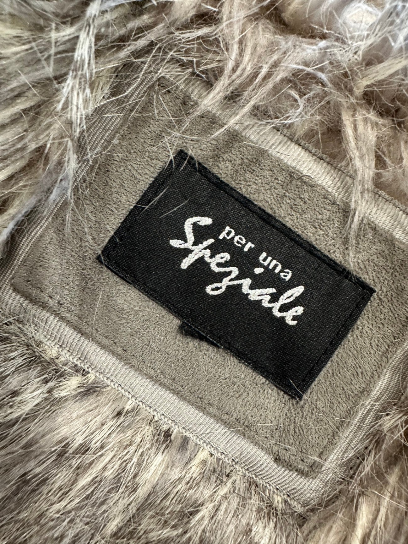 Faux Fur / Suede Bohemian Vest - Large - Grey / Brown