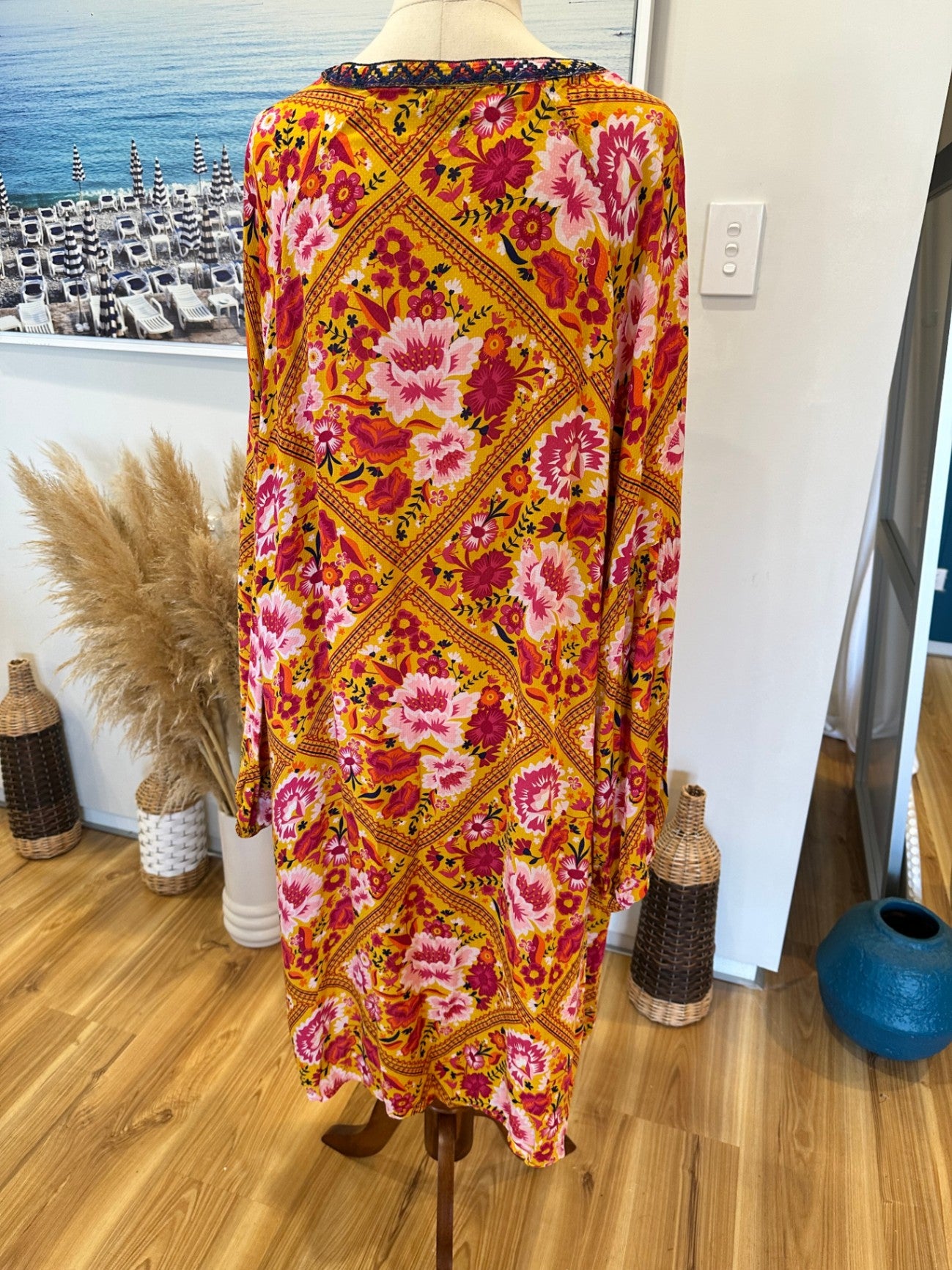 Denim Supply Company - Dress - Size 14 - Yellow + Pink