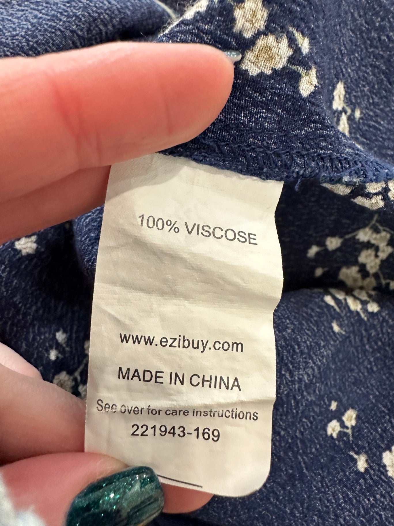 Emerge Blouse - Size 16 - Navy blue with cream floral pattern