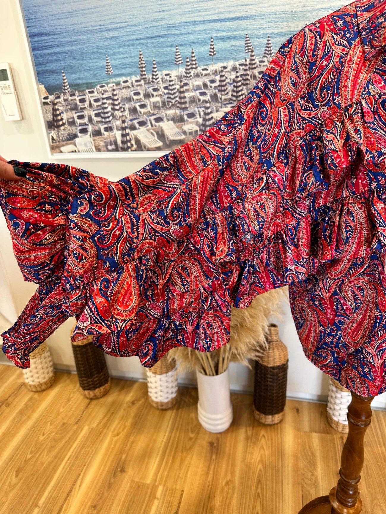 Augustine - Flamenco Blouse - Medium - Red, Blue