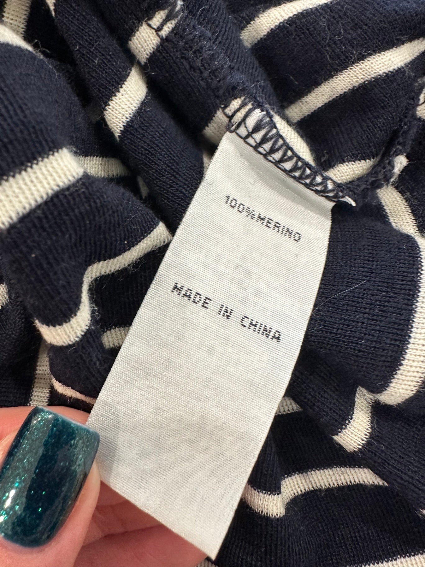 Ballantynes - Waterfall Cardigan - Large - Blue + White Stripe