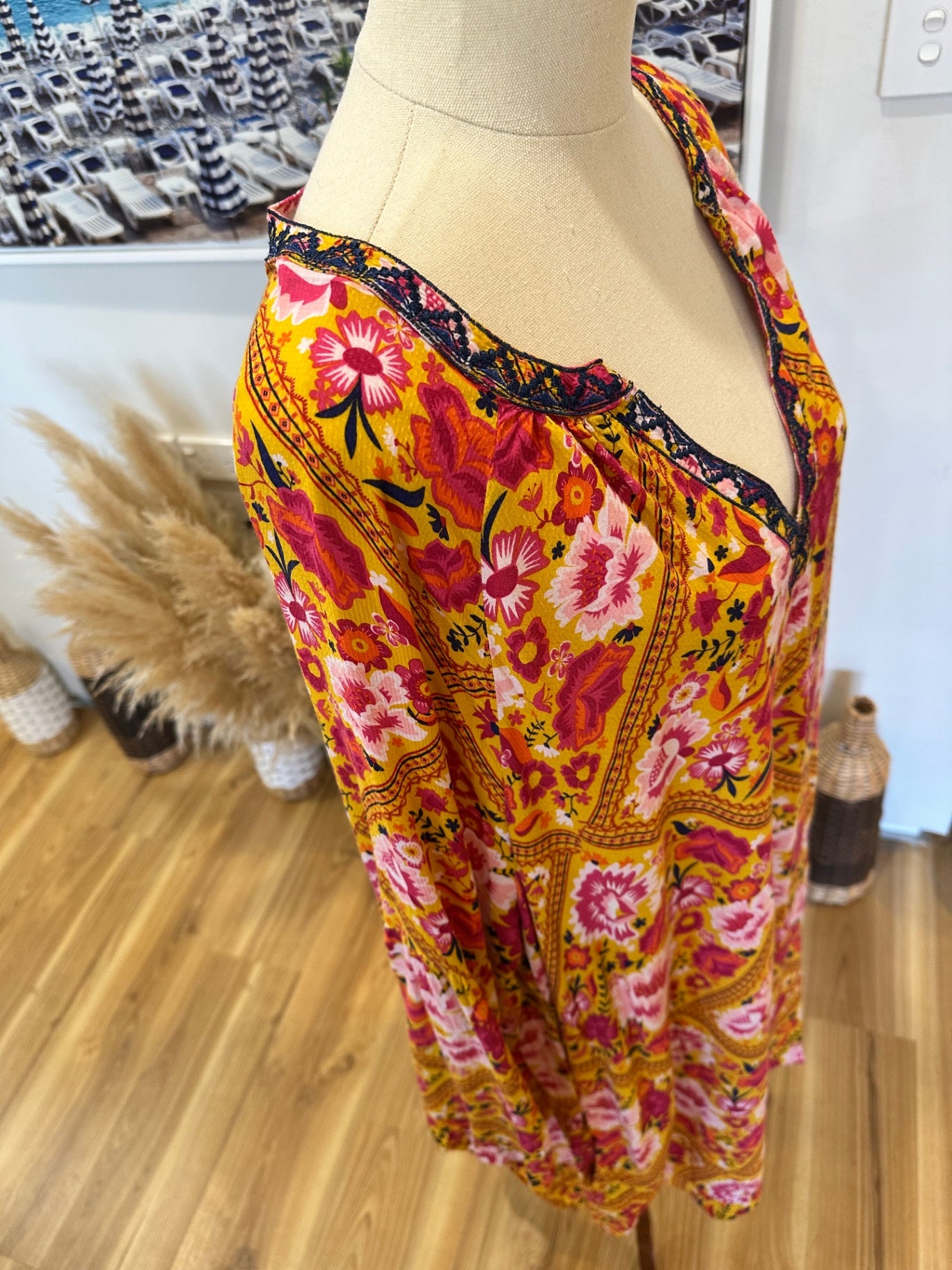Denim Supply Company - Dress - Size 14 - Yellow + Pink