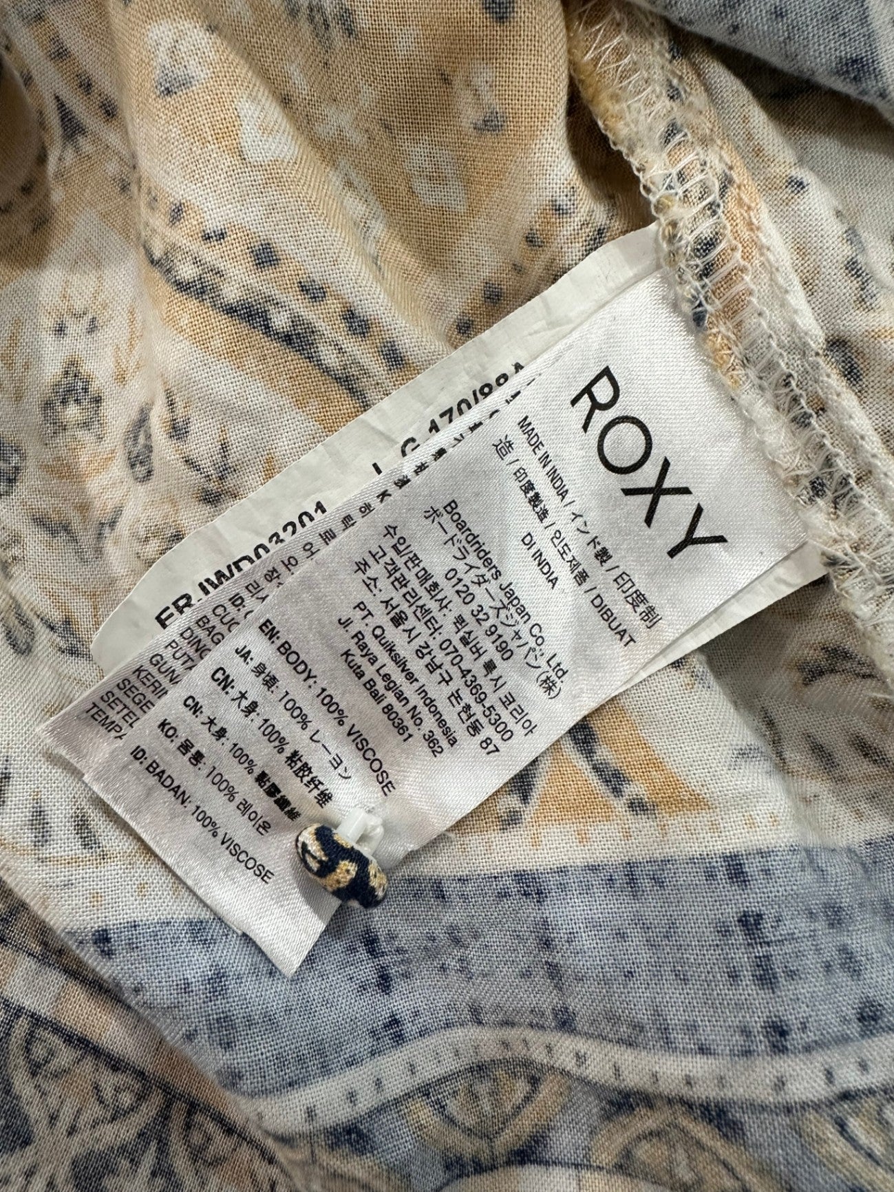 Roxy - Bohemian Dress - Size Large - Mustard yellow, Blue, White, Black