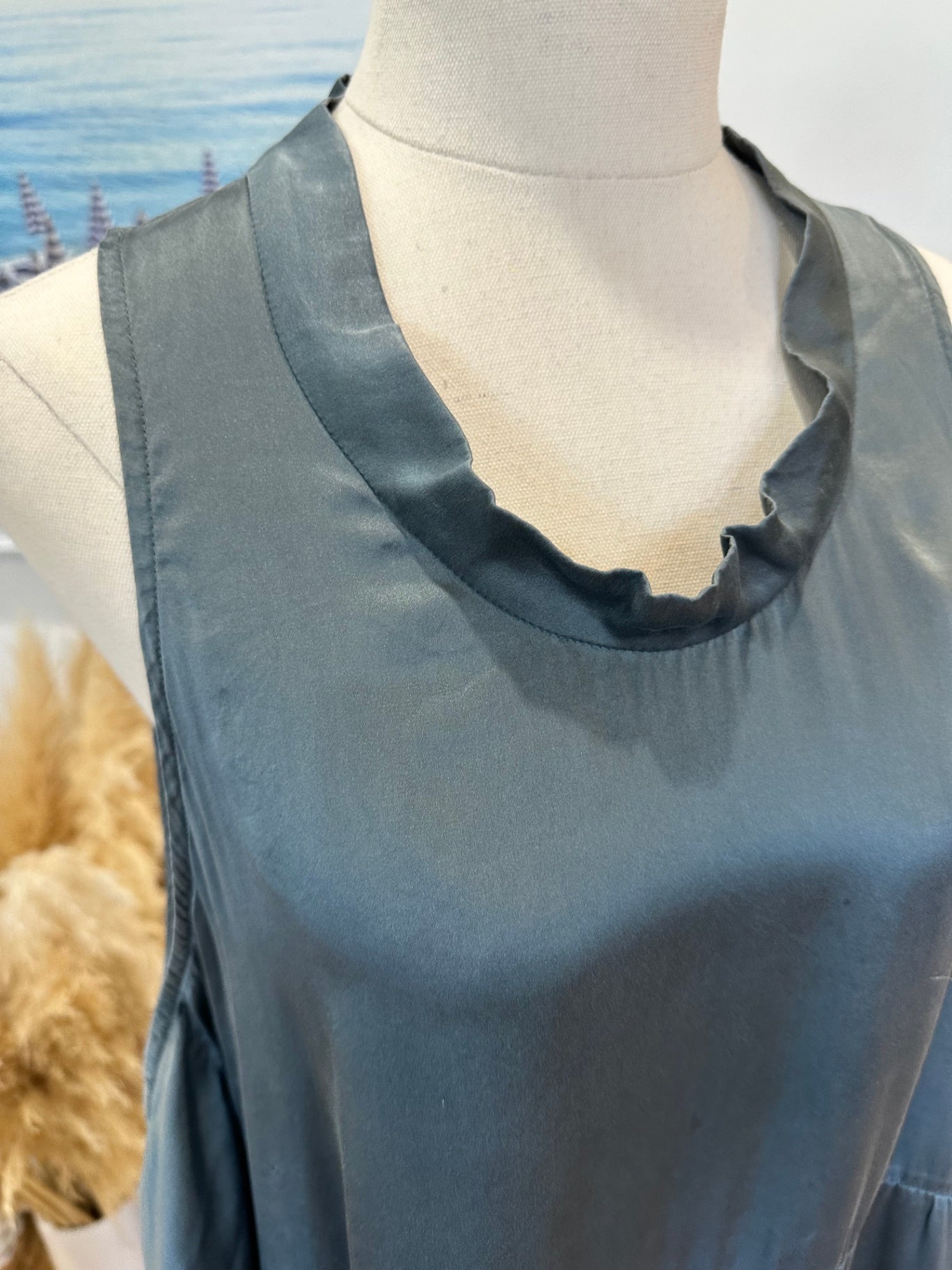 Elk - Dress - Small / Medium - Grey / Green - 100% Silk