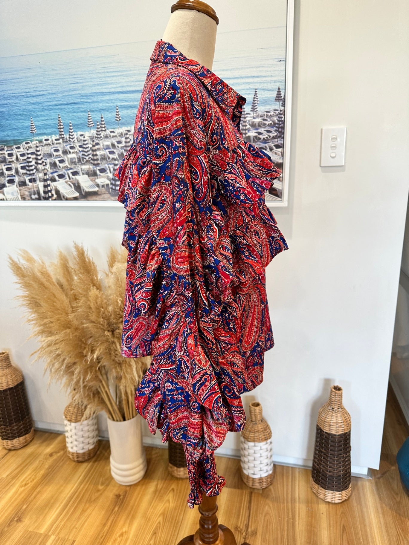 Augustine - Flamenco Blouse - Medium - Red, Blue