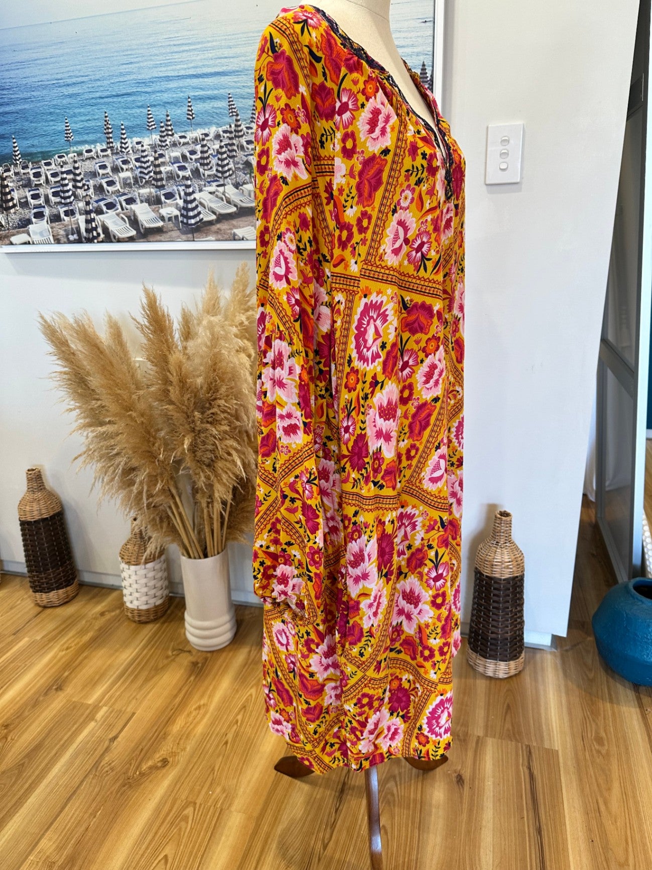 Denim Supply Company - Dress - Size 14 - Yellow + Pink