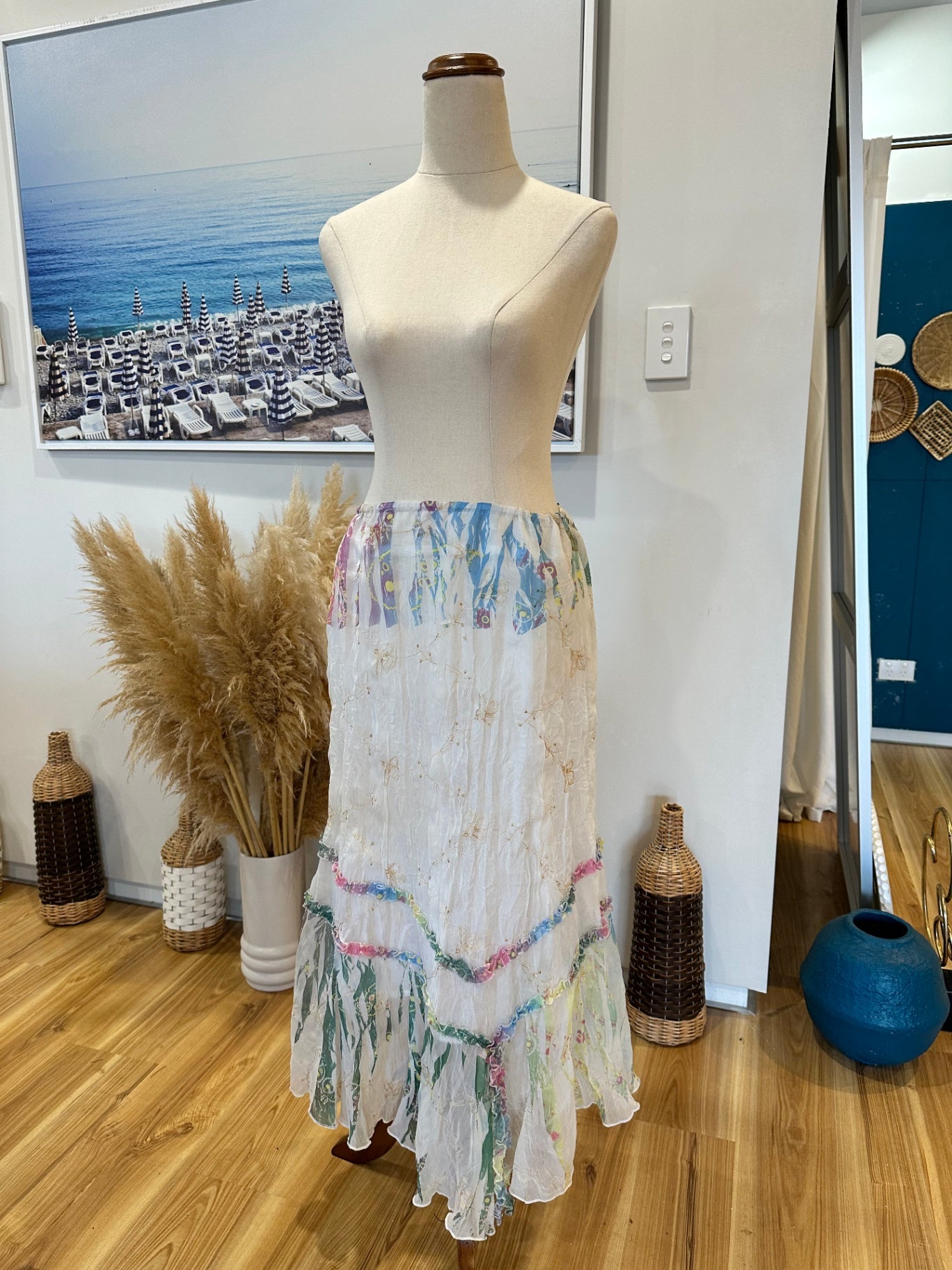 Fairy Inspired Skirt - Size 12 - White w Pastel Tones