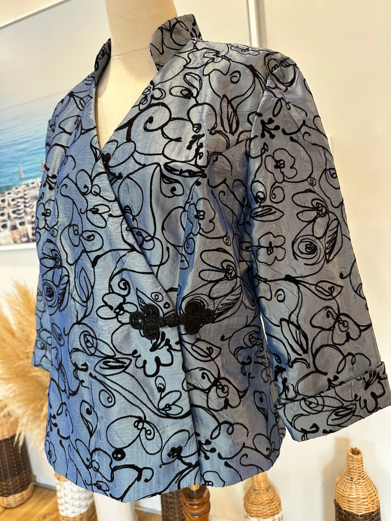 Liz Jordan - Evening Jacket - Size Large - Blue and black